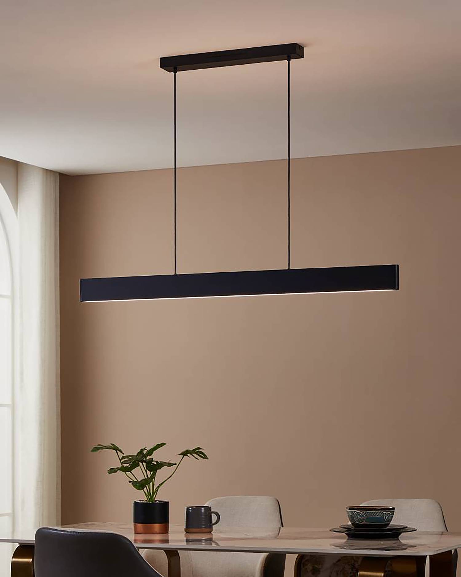 LED-Pendelleuchte Andreas-Z Polycarbonat Stahl Schwarz