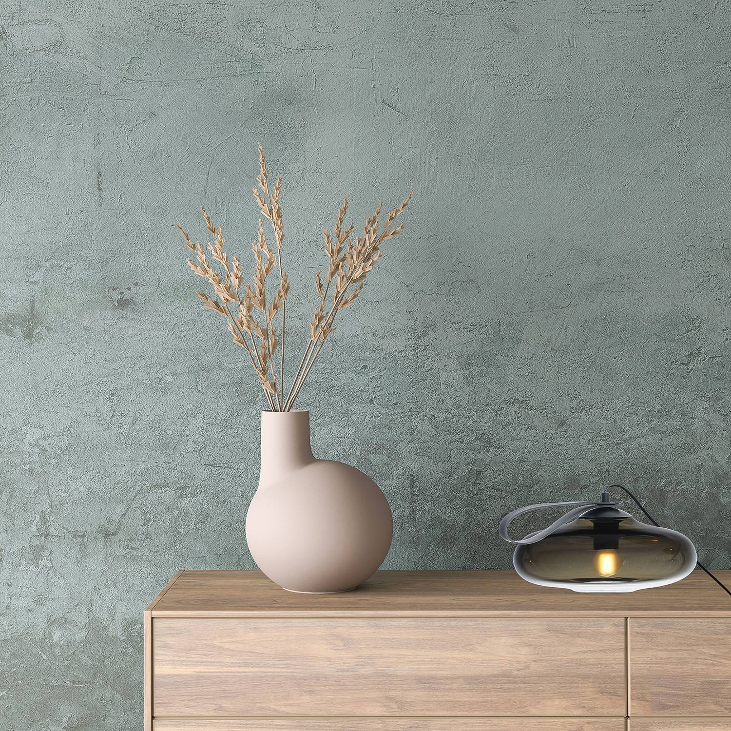 1-Flammig Table Lamp Hoseki II Smoked Glass Steel