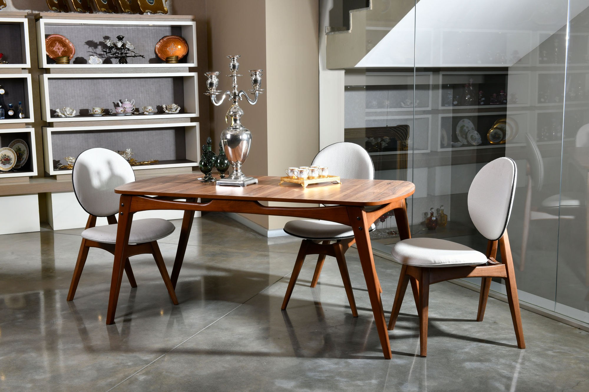 Touch Set tavolo da pranzo da 5 pezzi lino crema