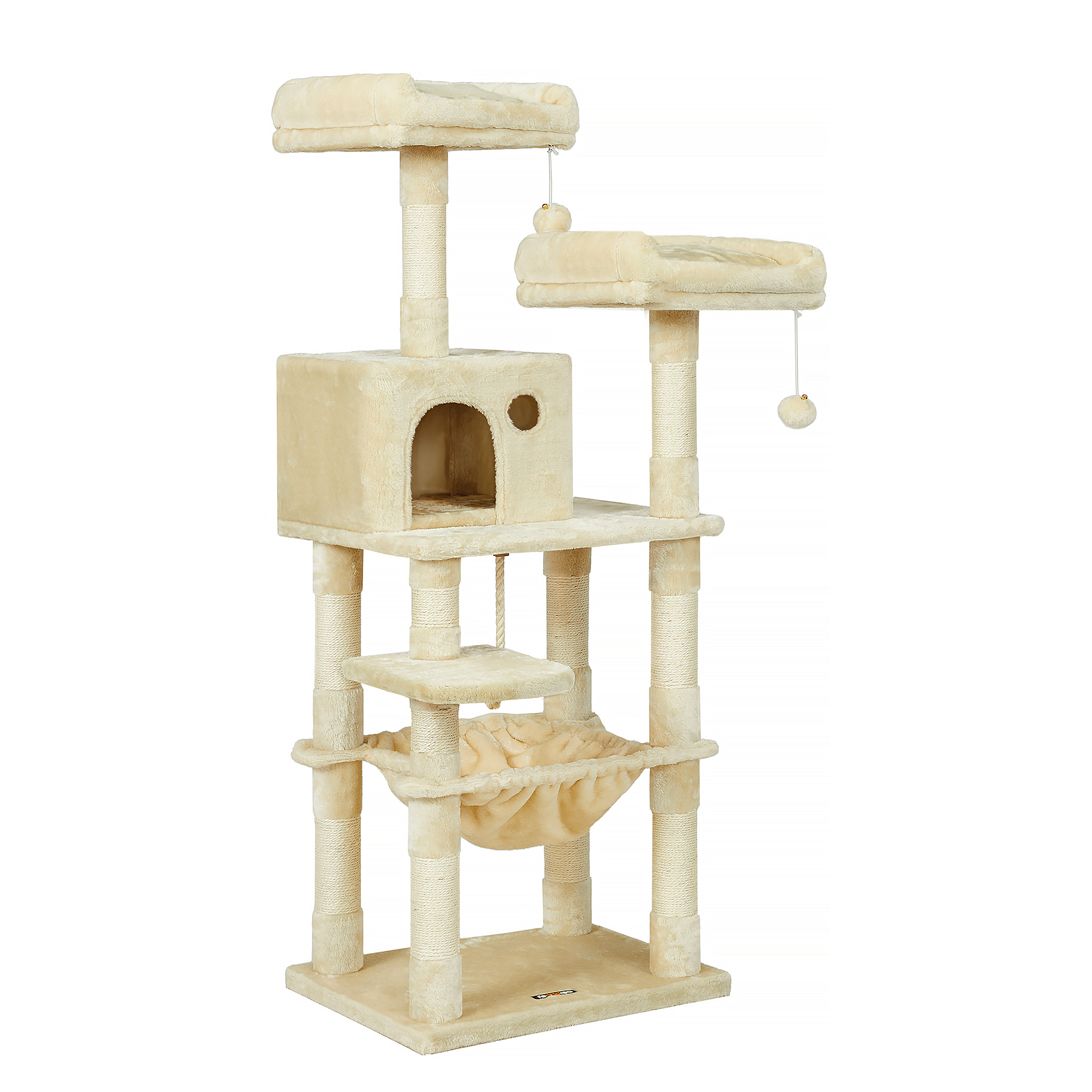 Inuid Cat Scratching Post Wood-Based Material Velvet Beige