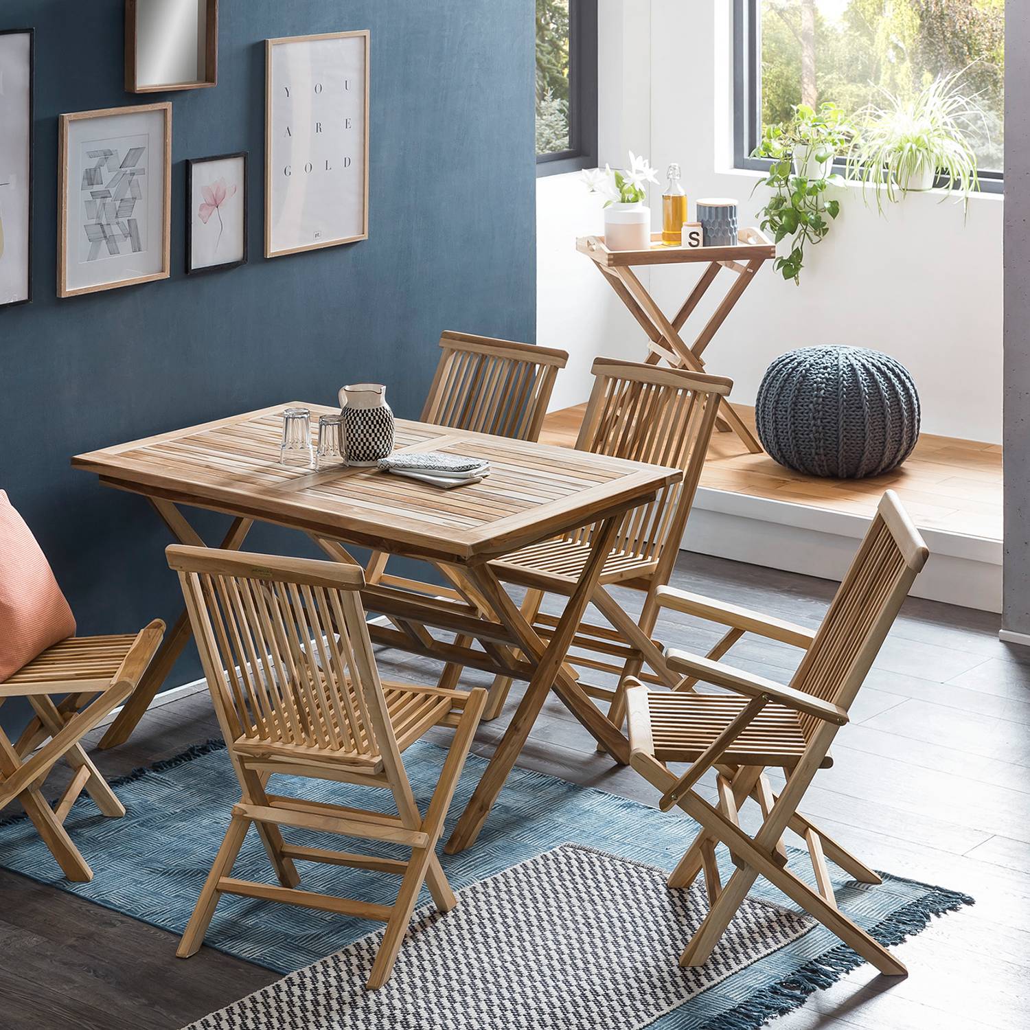 Scroll Serviertisch Teakholz Natur
