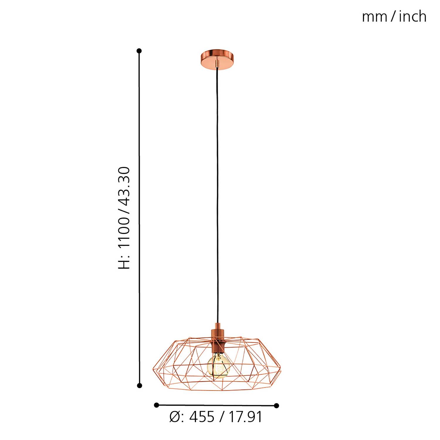 Pendelleuchte Carlton IV Kupfer