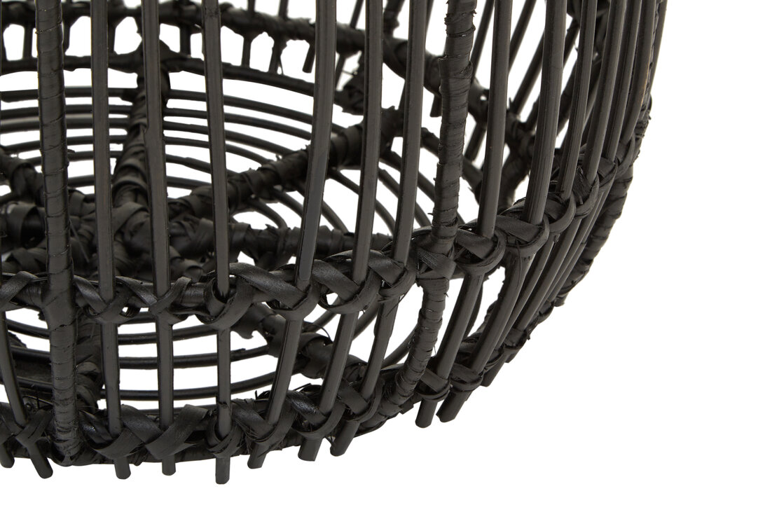 Arles Rotondo Sgabello-tavolino Rattan Legno Nero