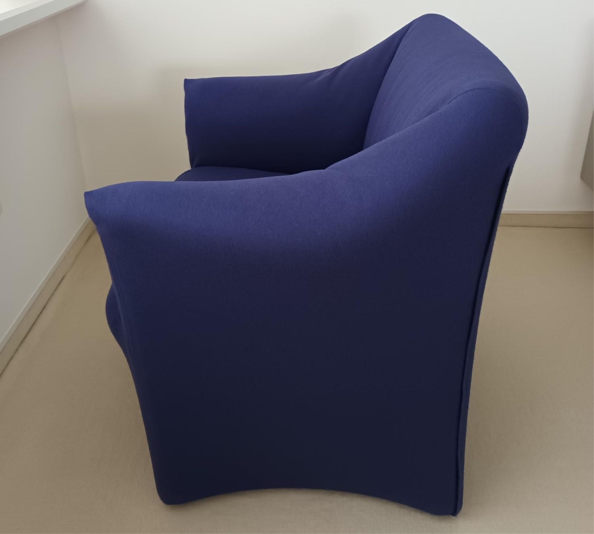 Ess Sessel mit Rollen Baumwolle Holz Blau
