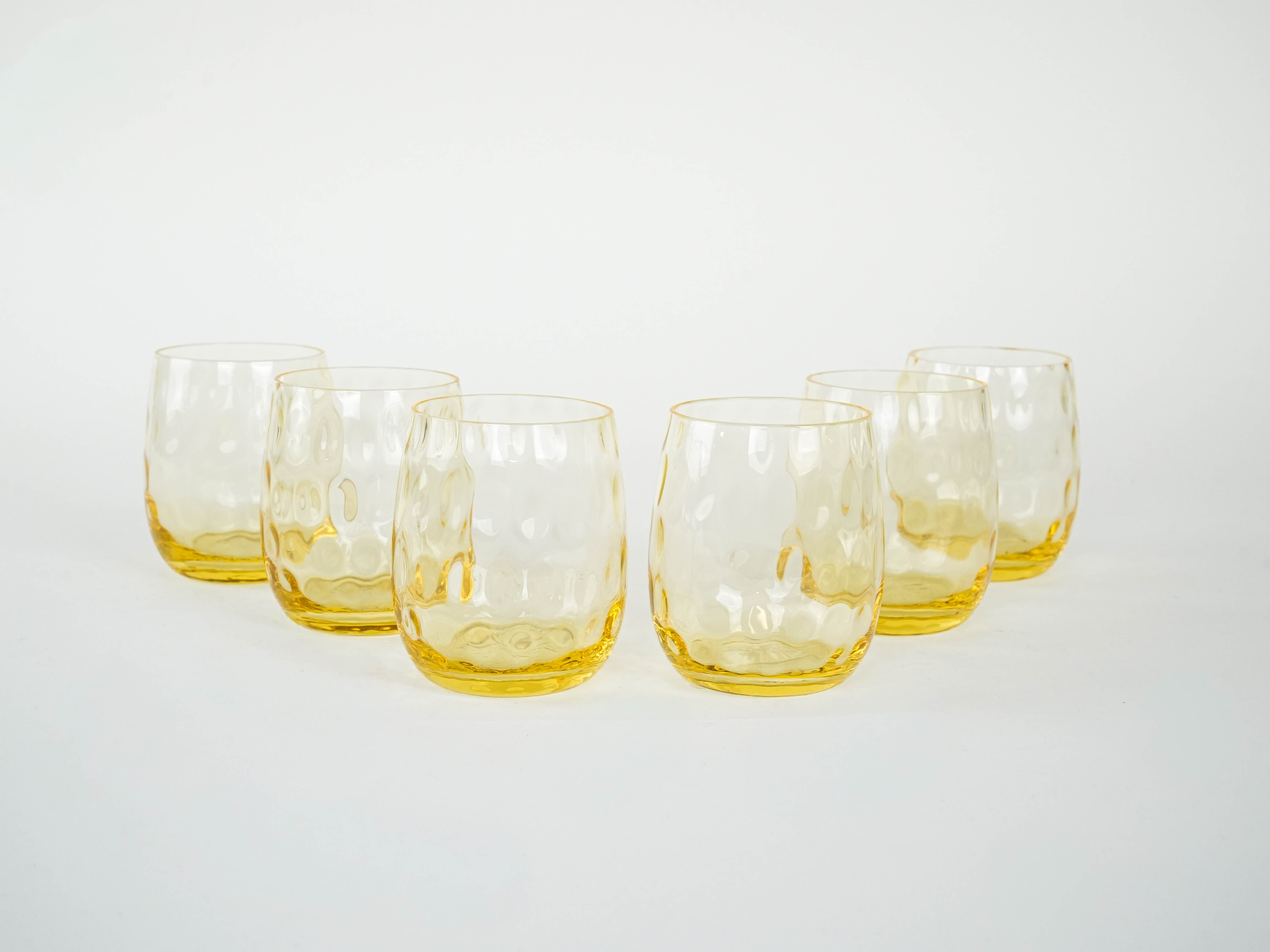 Gläser-Set 6-Teilig Gelb Transparent 1970er Jahre