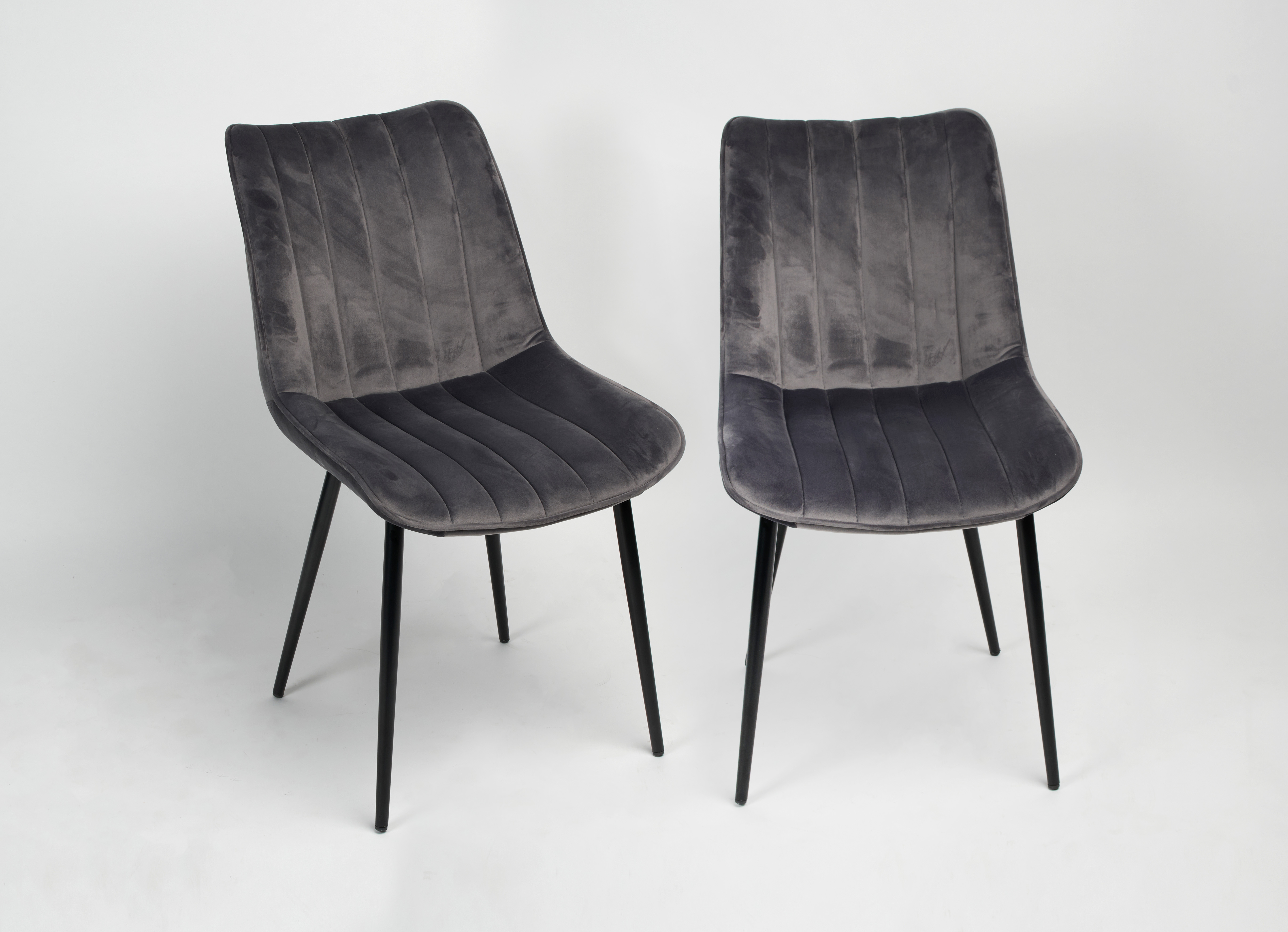 Klassischer Stuhl vertikal gesteppt Samt Grau 