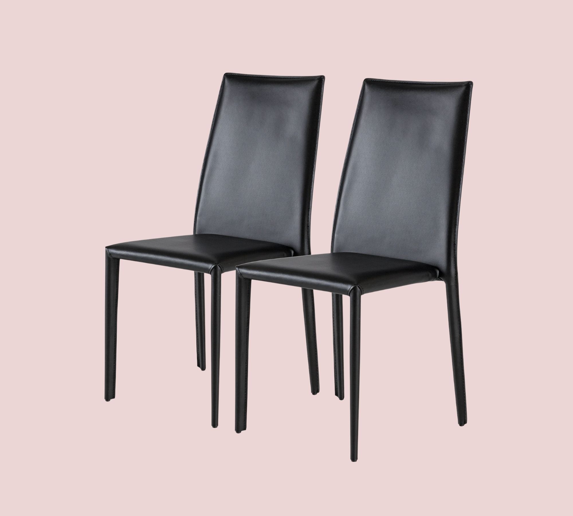 2x Esszimmerstuhl recyceltes Leder Schwarz