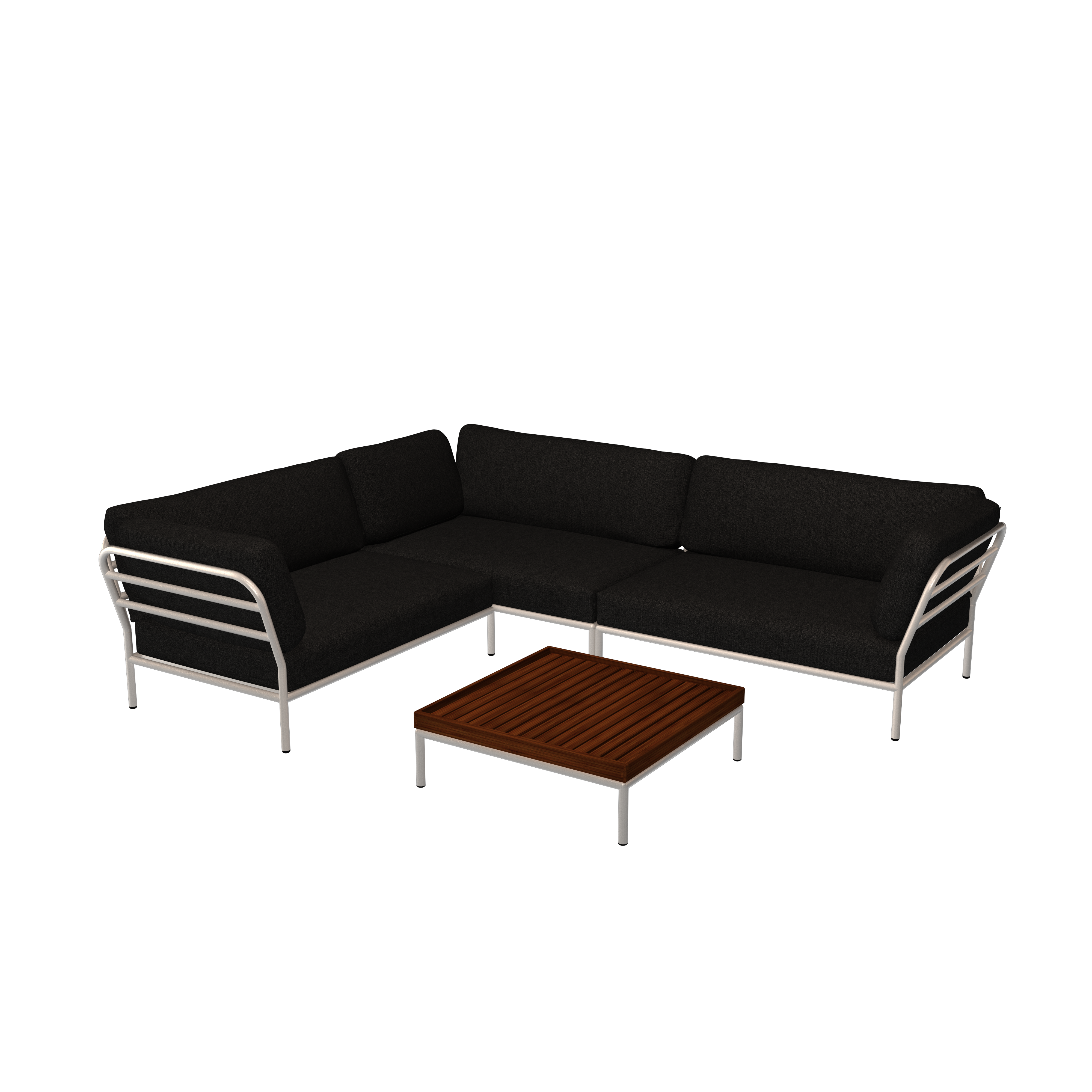 2x LEVEL Sofa Links, Sofa Rechts & Couchtisch Sooty Grau
