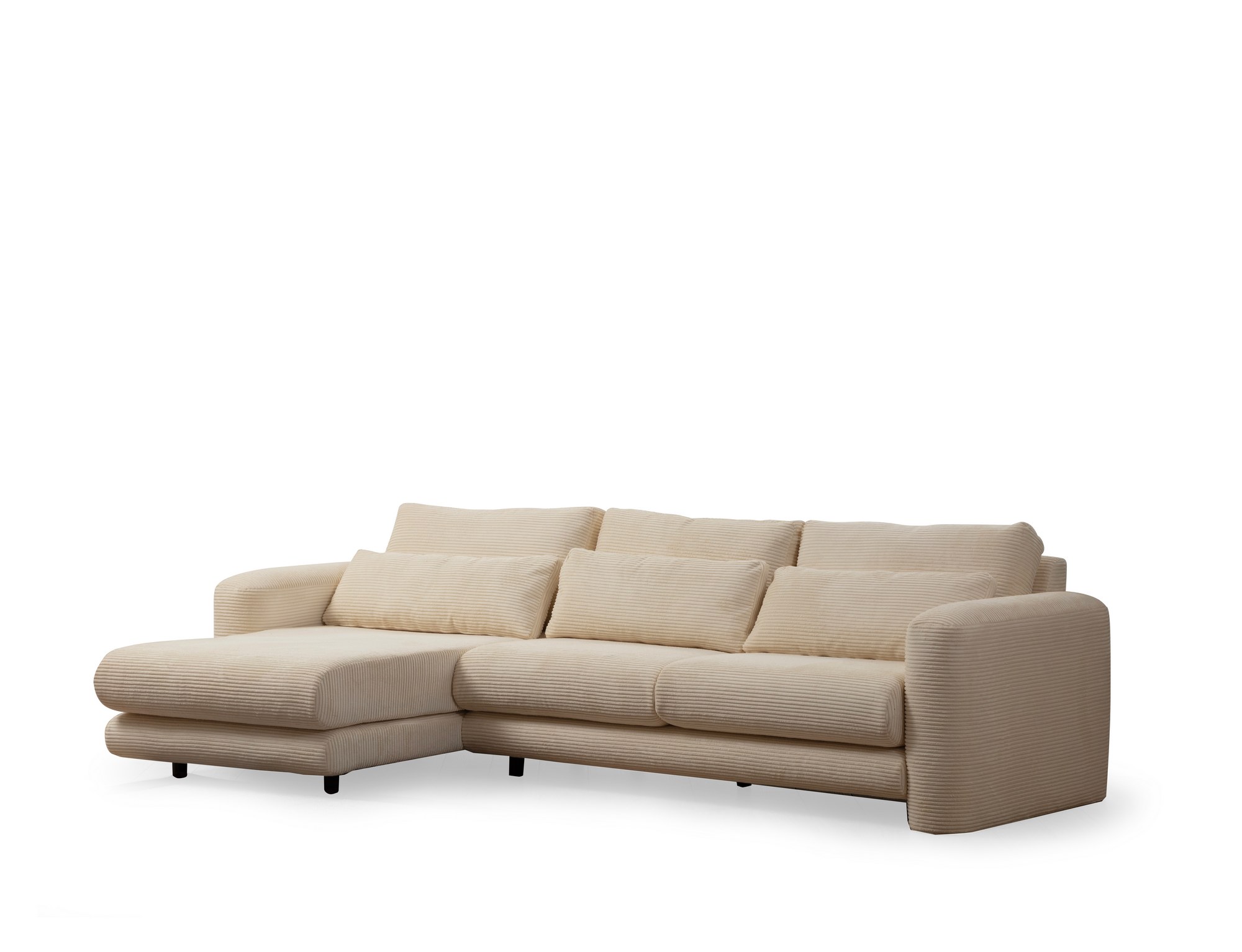 Sofa Récamiere Links Polyester Holz Creme