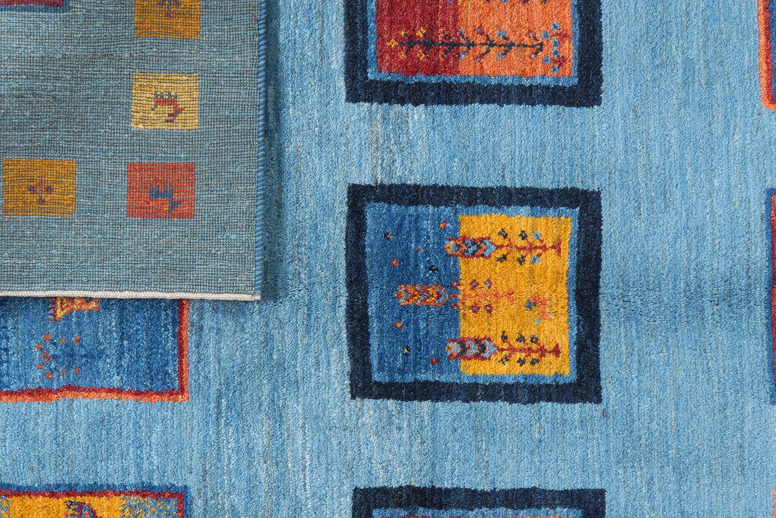 Rizbaf Gabbeh-Teppich Wolle Blau