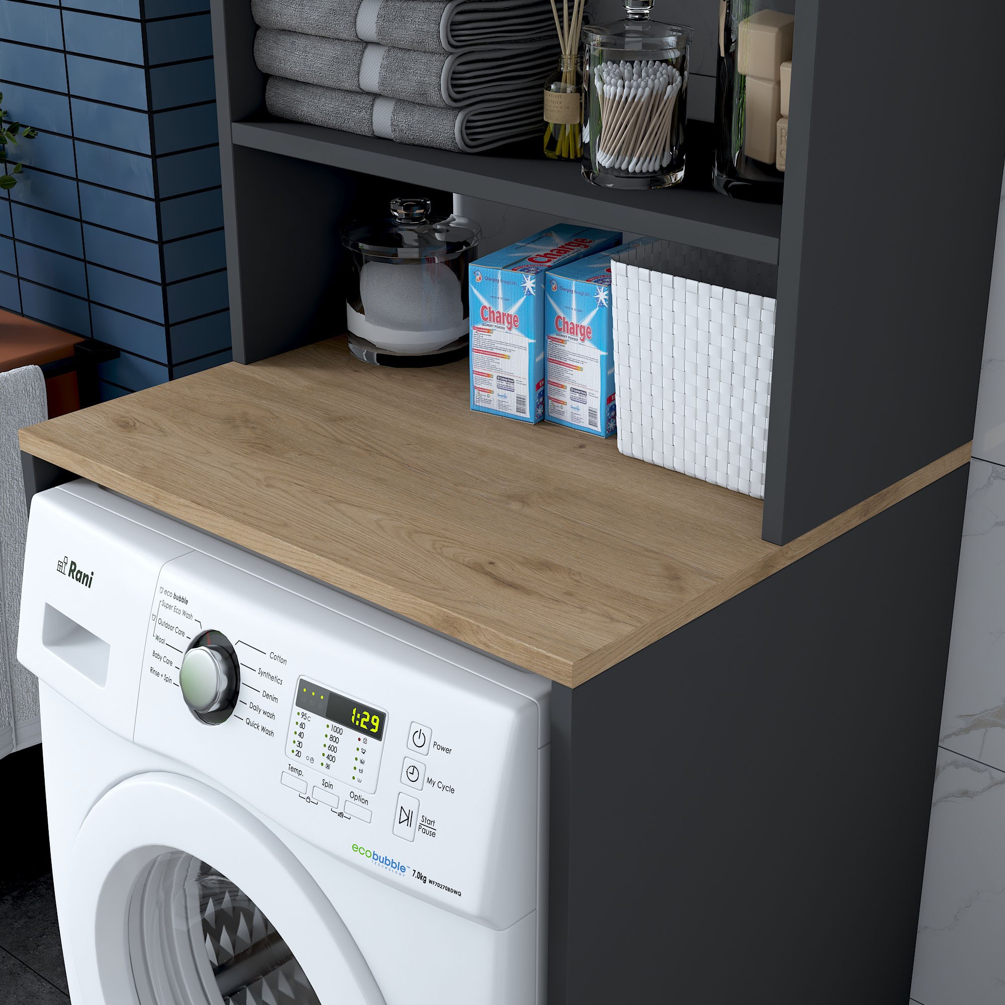 Washing machine cabinet Walnut brown 60cm x 183.6cm