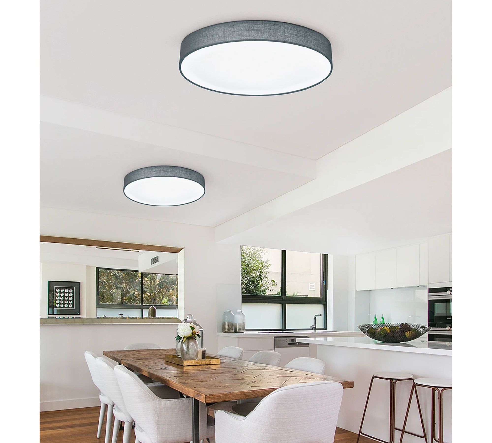 LED Ceiling light 1-flame Mixed fabric Metal Gray