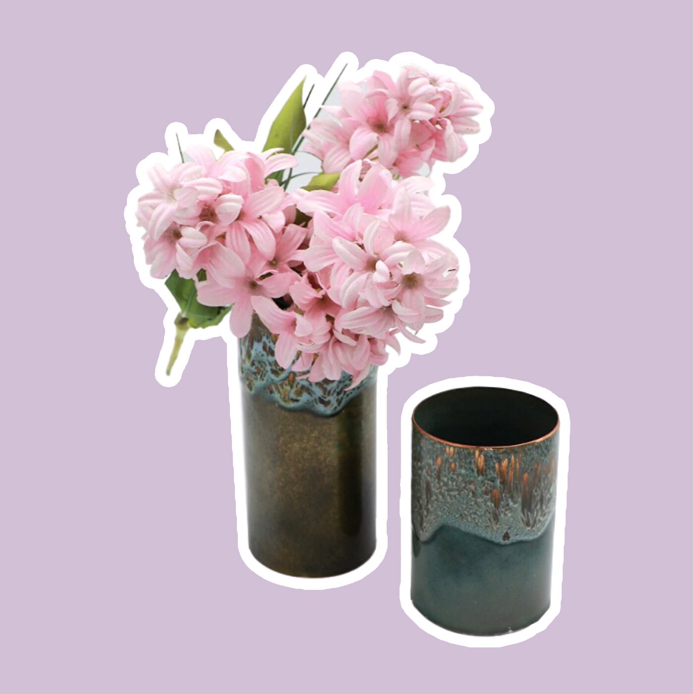 2x Vintage Vase Metall 1960er Jahre