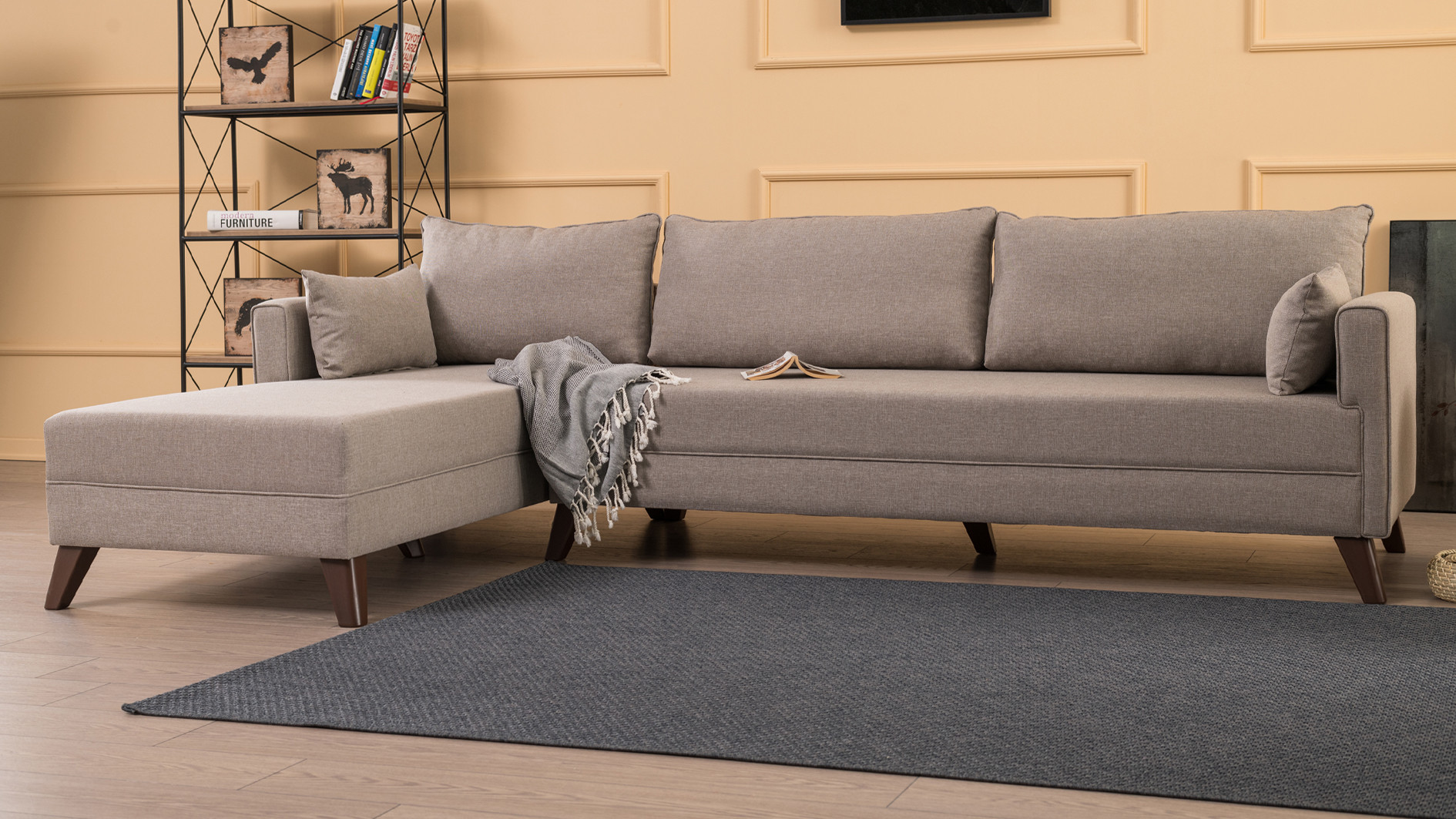 Bella Sofa Récamiere Links Creme