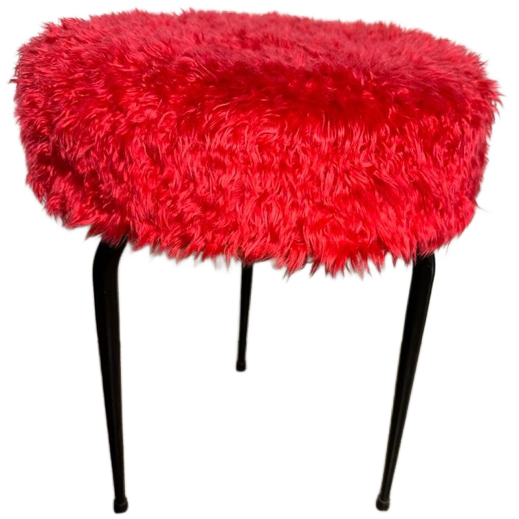 Plüsch Sitz Hocker 960er JahreRot 