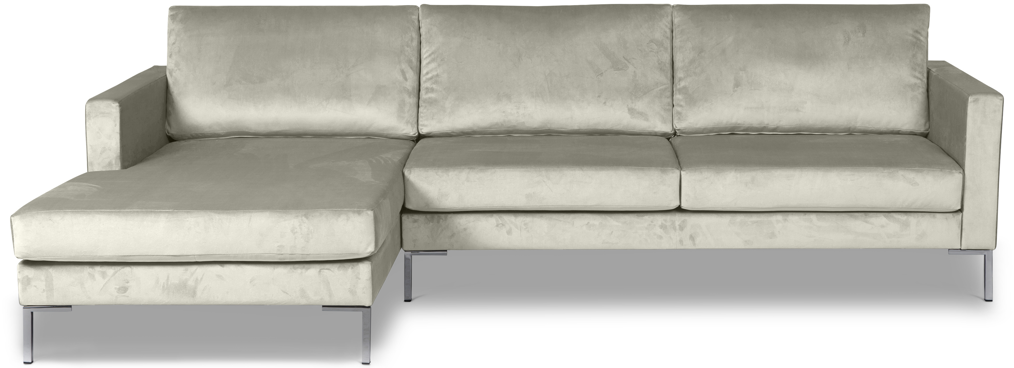 Portobello Sofa Récamiere Links Samt Metall Creme