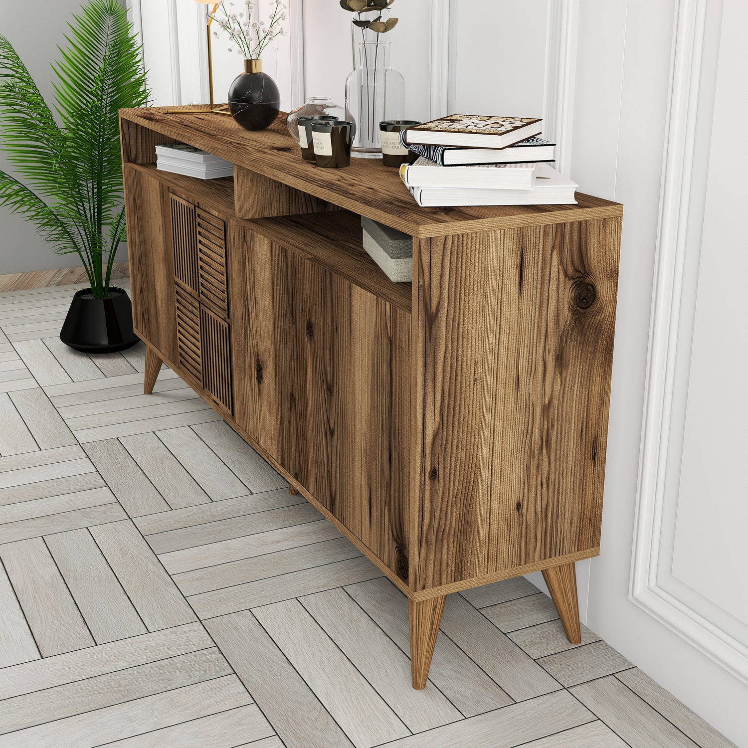 Milan Sideboard Walnut Brown 160cm