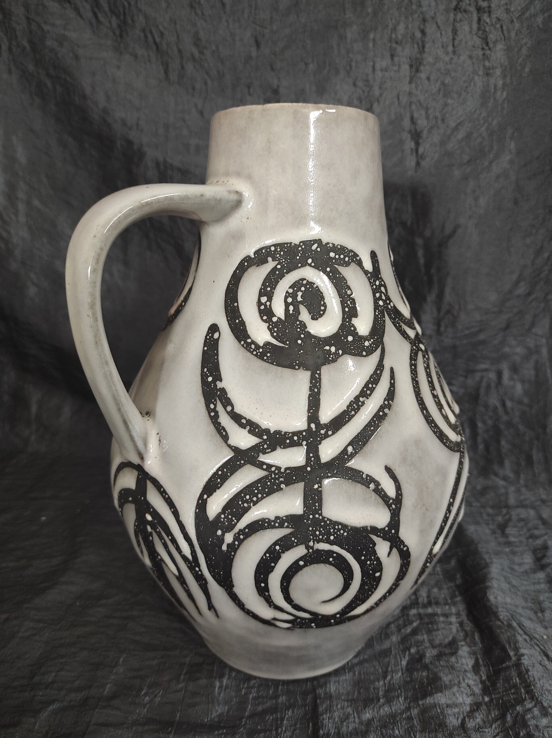 Vintage Keramik Vase Weiß Schwarz