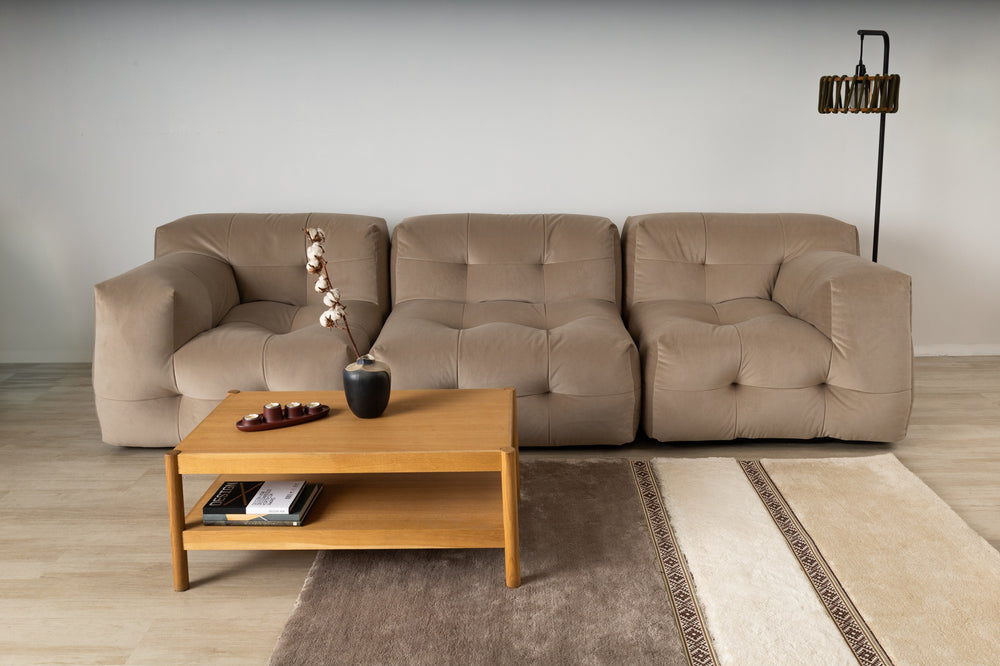 Not-A-Sofa Modulares 3-Sitzer Sofa Velours Beige