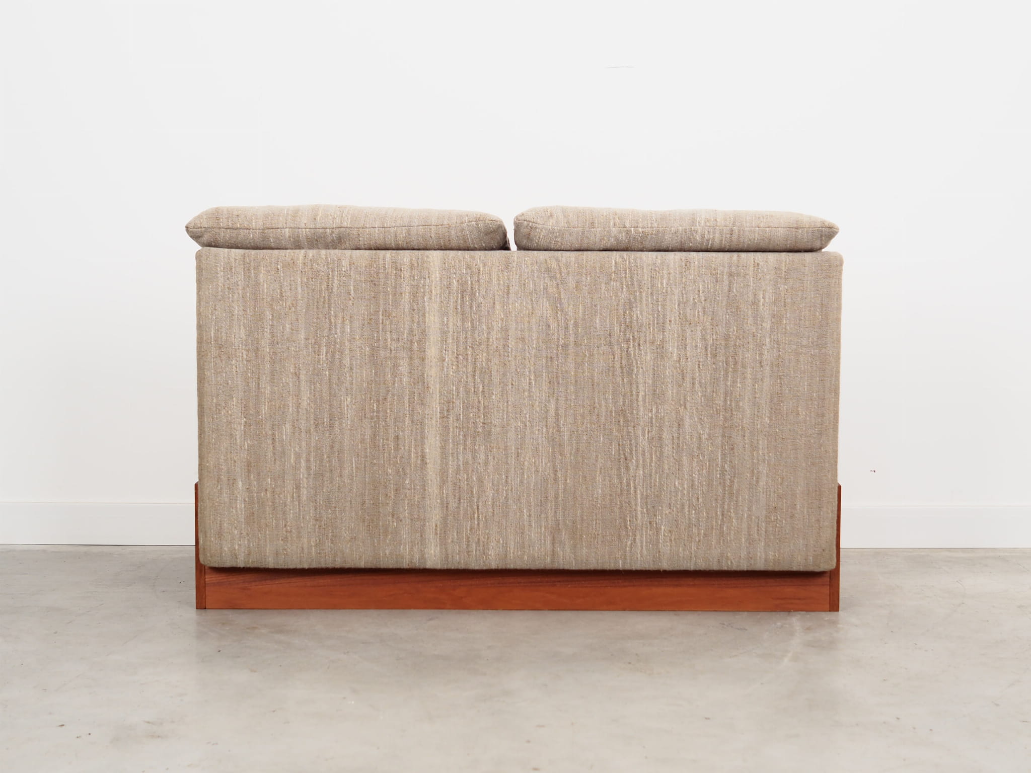 Vintage Sofa 2-seater Teak Wood Textile Gray 1970s