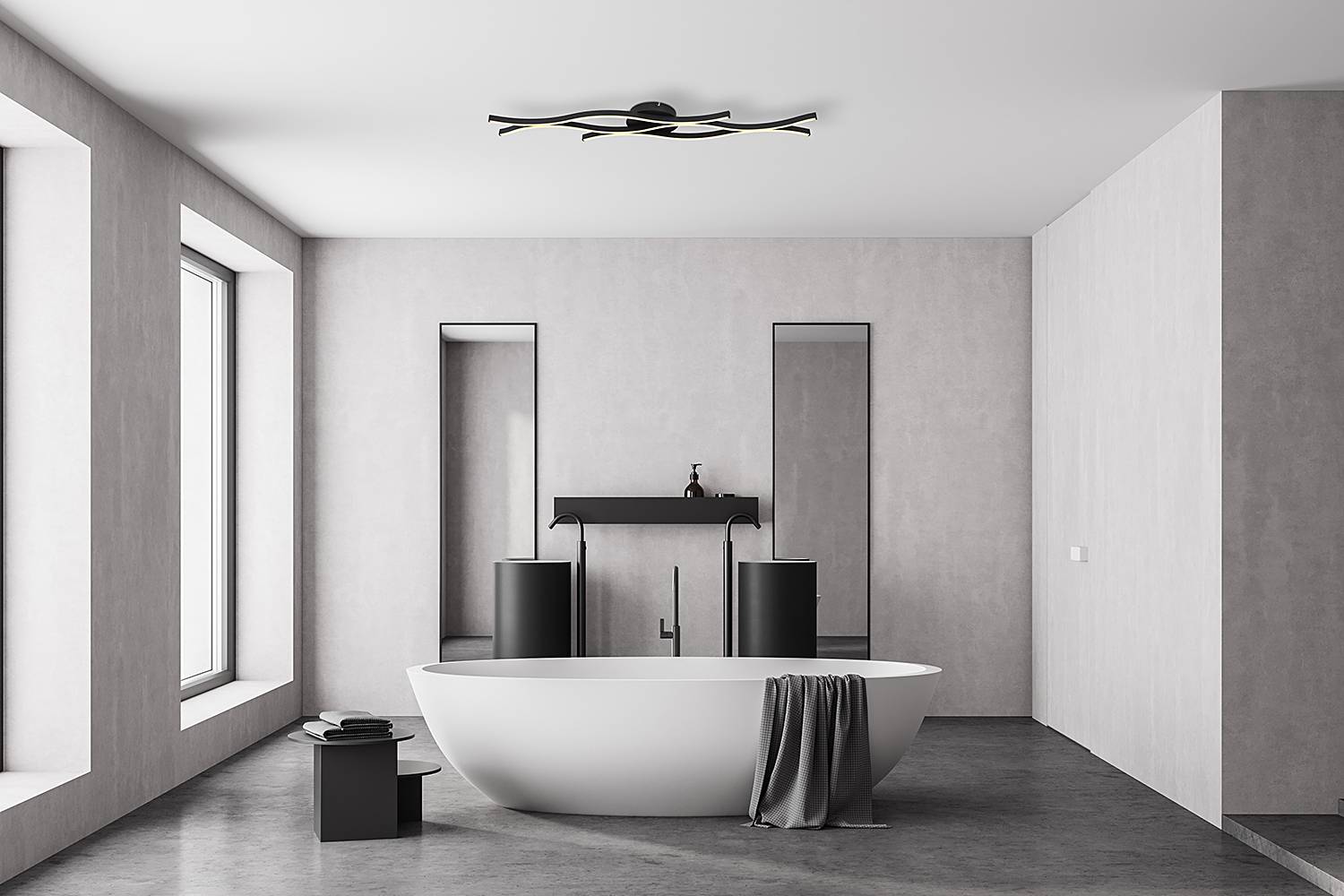 1-Flammig Geronimo Deckenleuchte Aluminium Acrylglas Schwarz