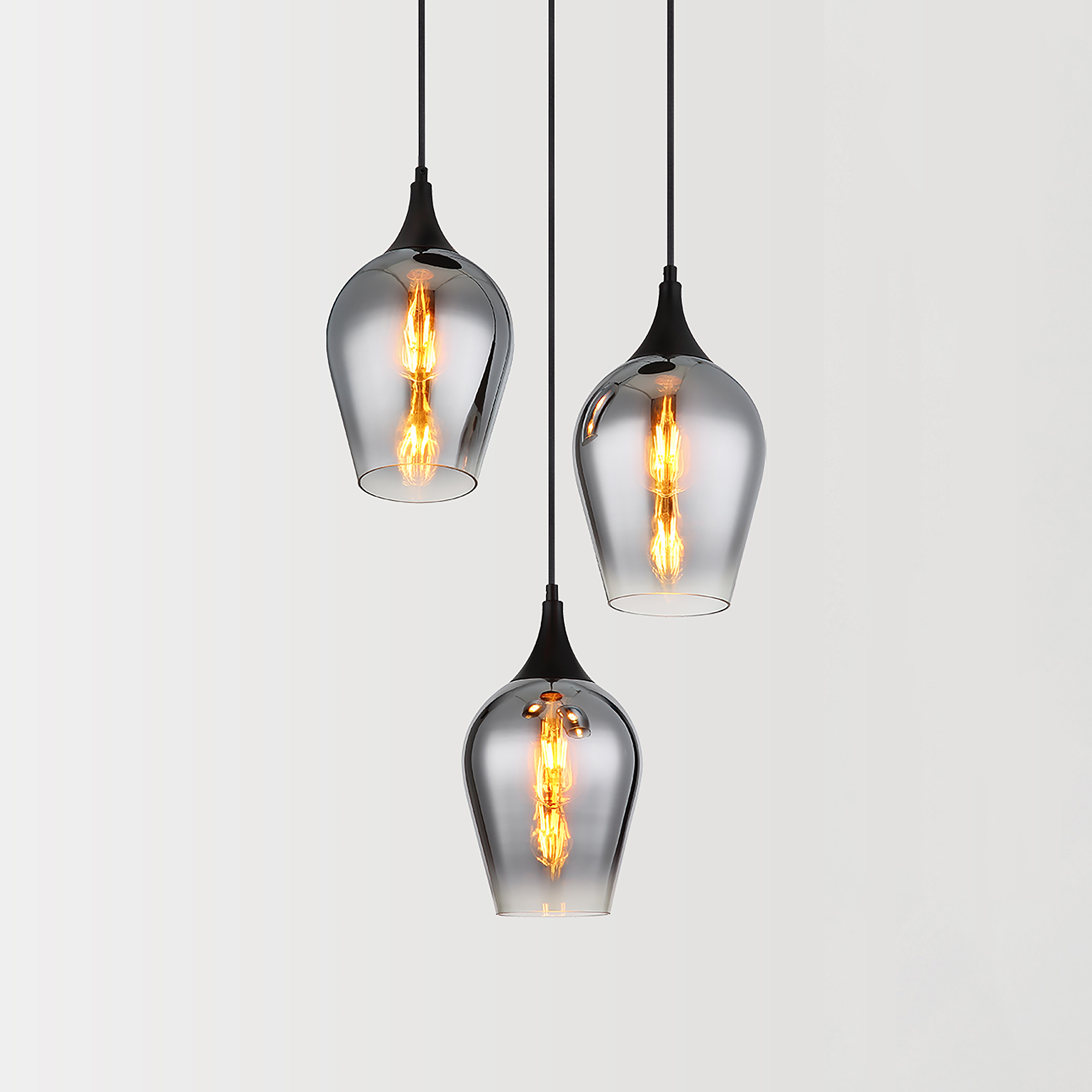Lavus Typ B Pendelleuchte Rauchglas Eisen 3-flammig