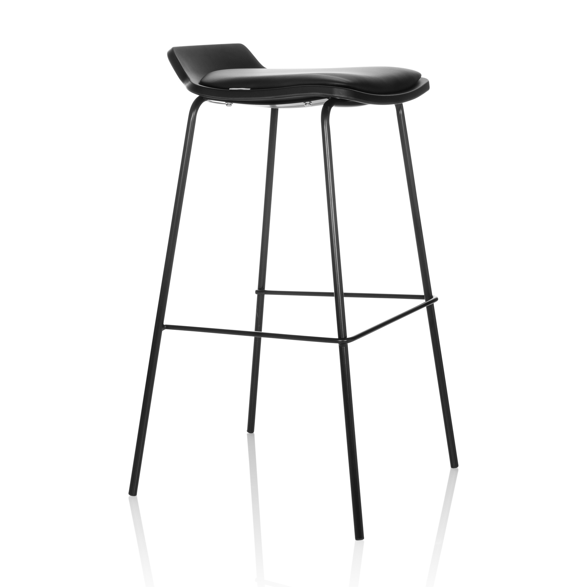 LONSO 10 Sgabello Ecopelle Metallo Nero