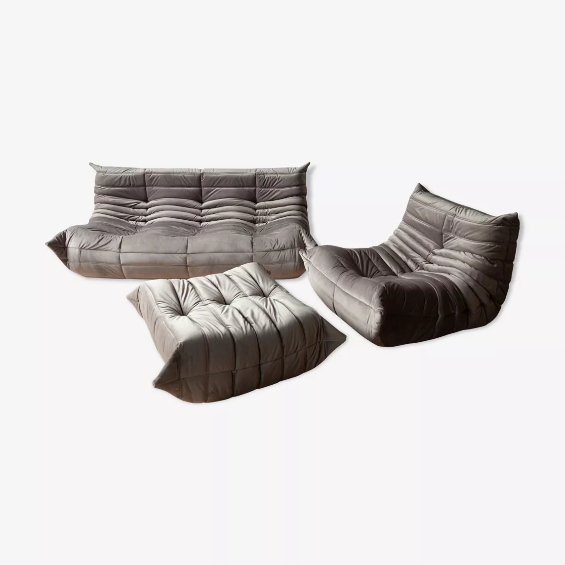 Togo Lounge Set 3 pezzi Velluto Grigio caldo