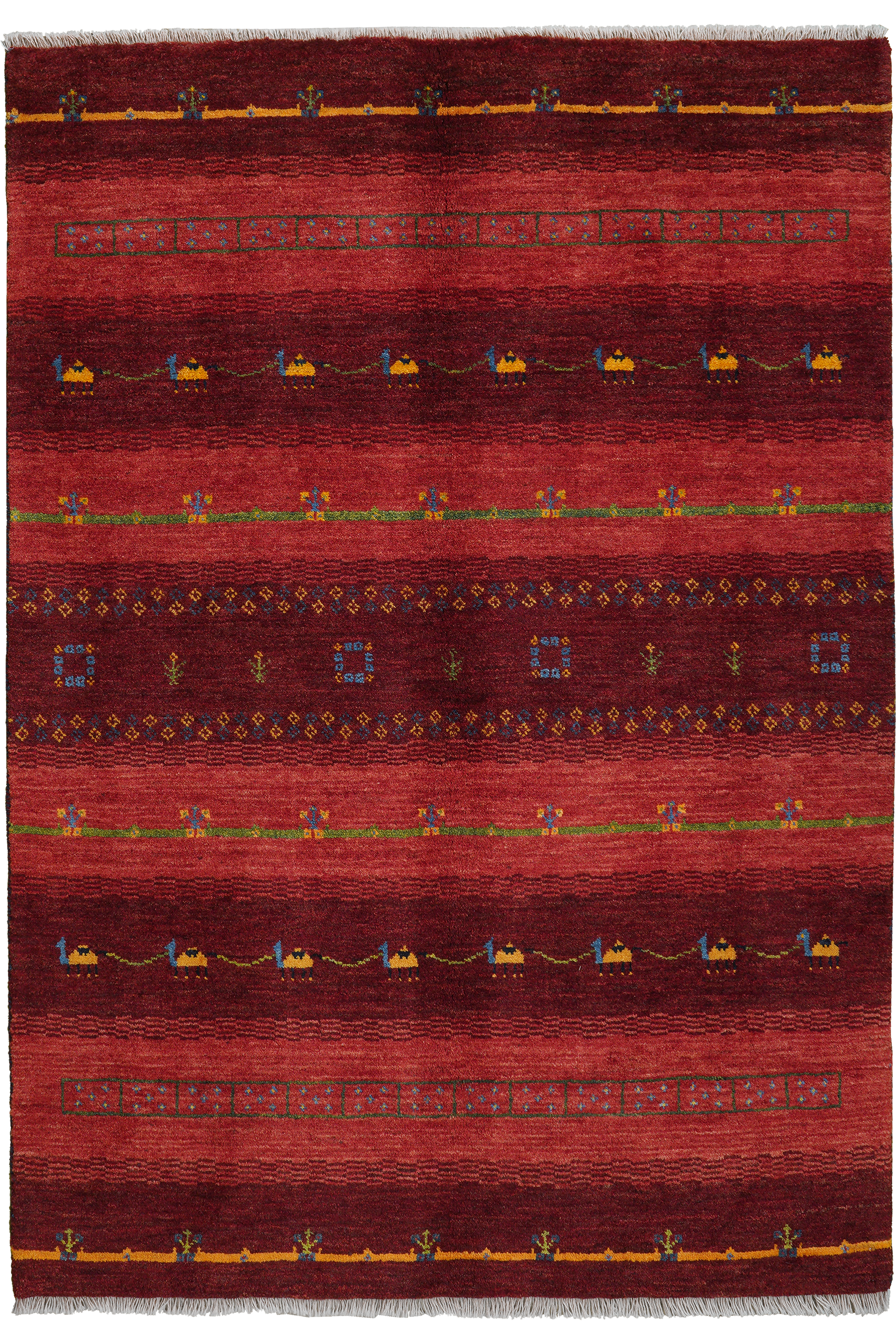 Tappeto Gabbeh Rizbaf lana multicolore