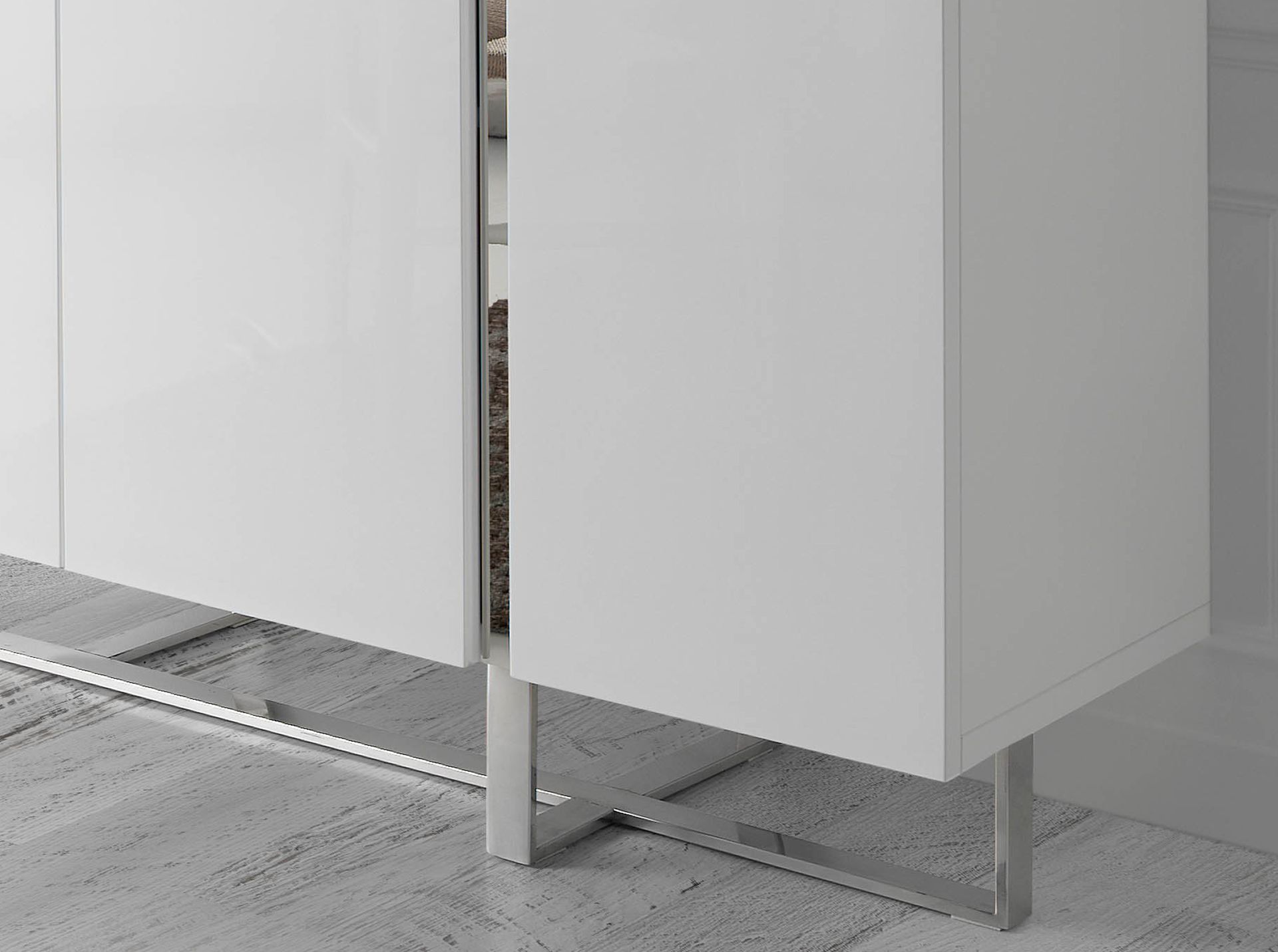 3053 Sideboard Verchromter Stahl Weiß