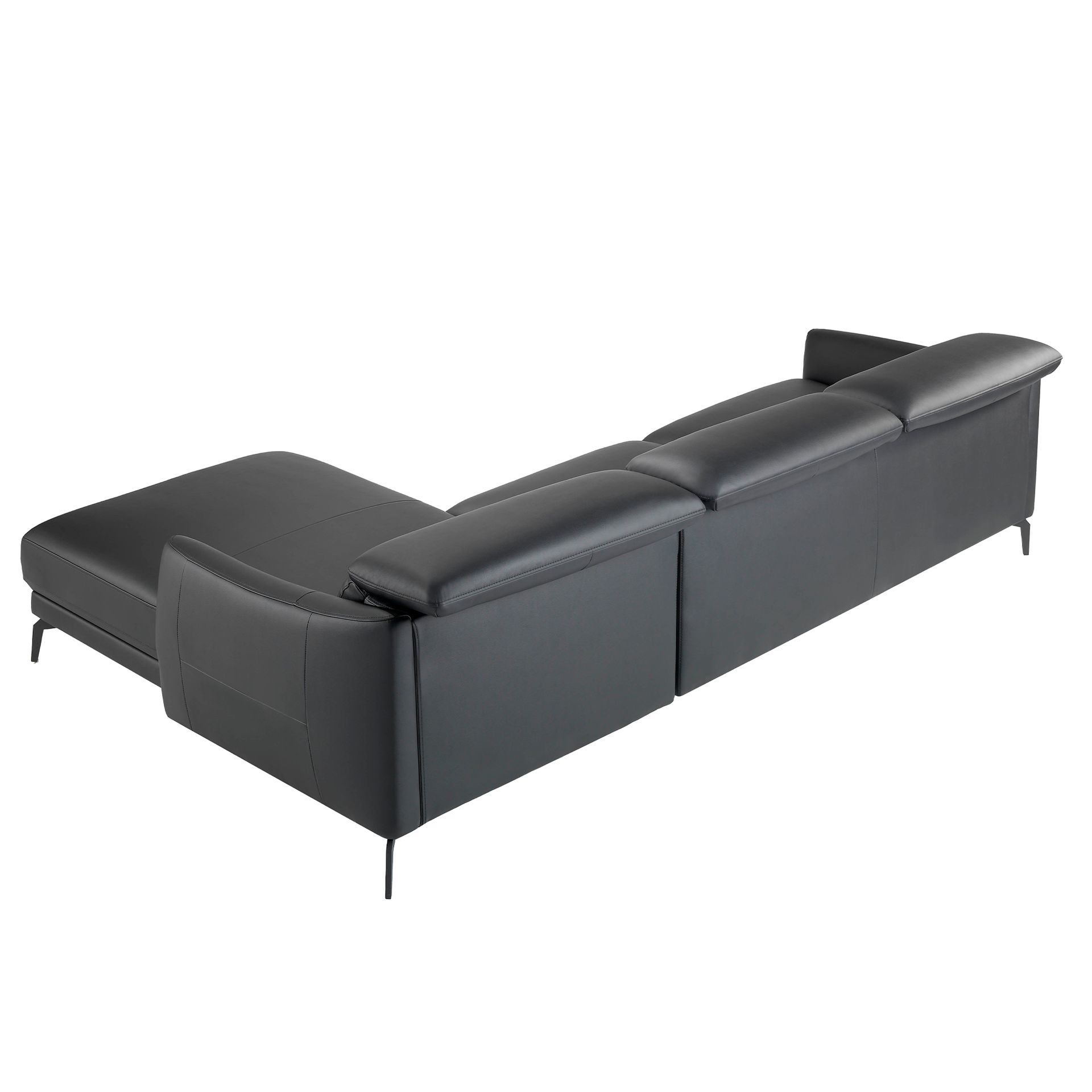 Sofa 4-seater chaise lounge Right Leather Black