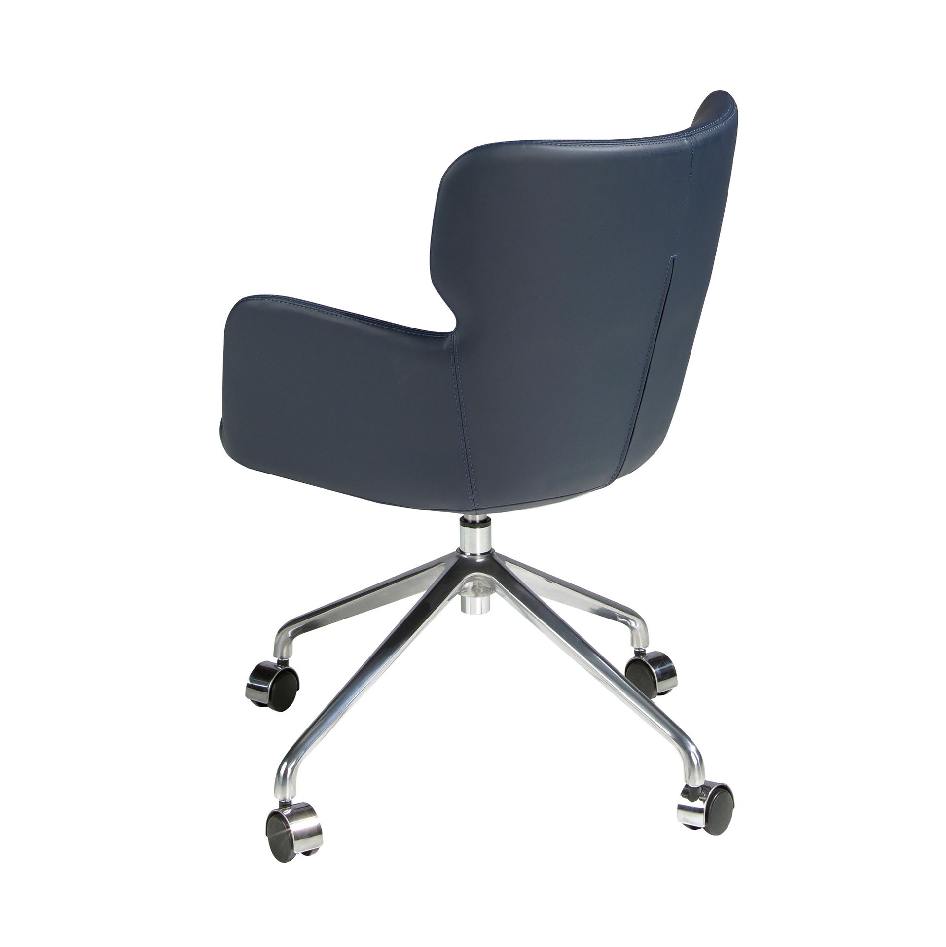 4110 Bürostuhl Drehbar Kunstleder Edelstahl Blau