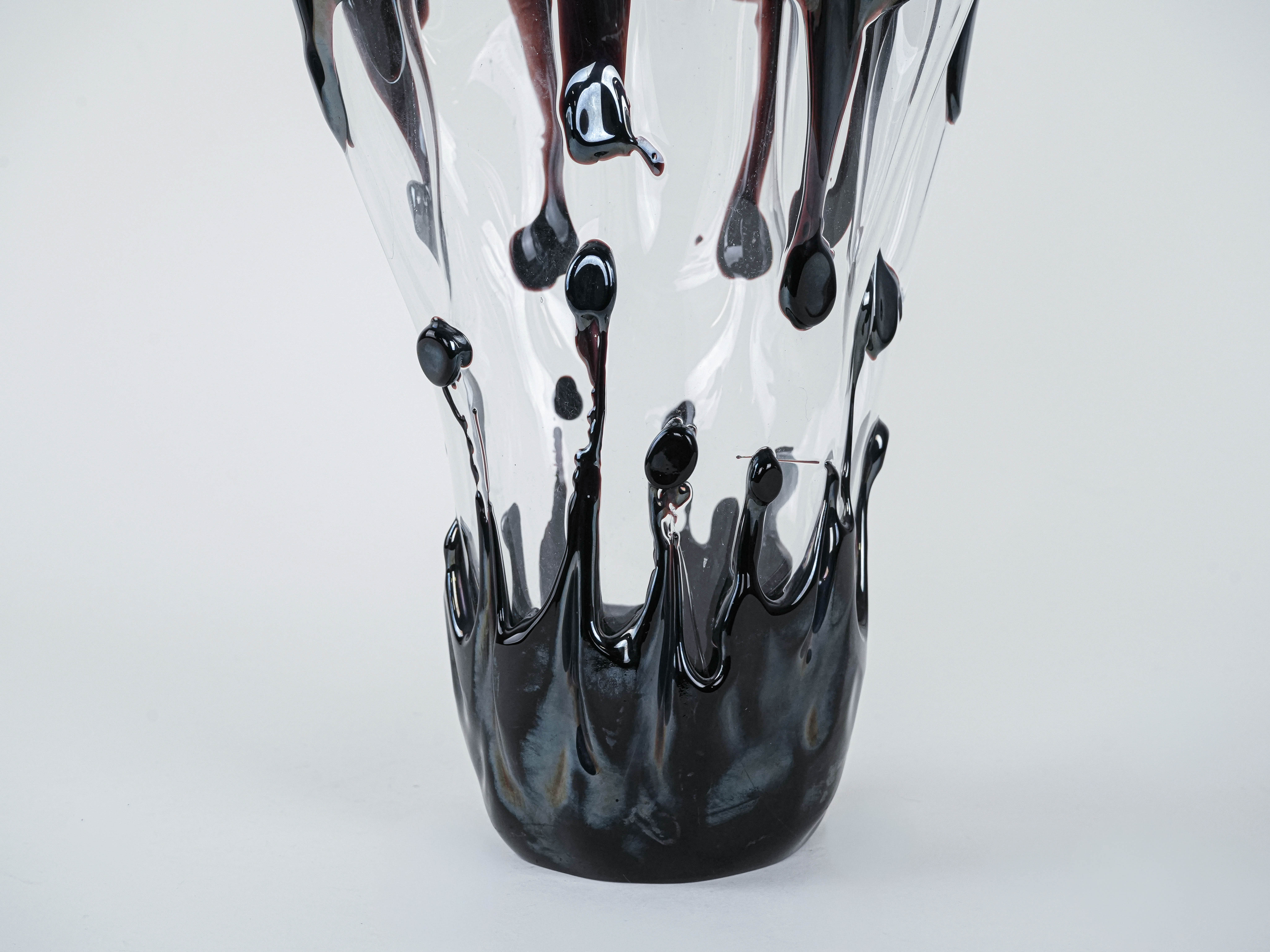 Murano glass vase black 1960s