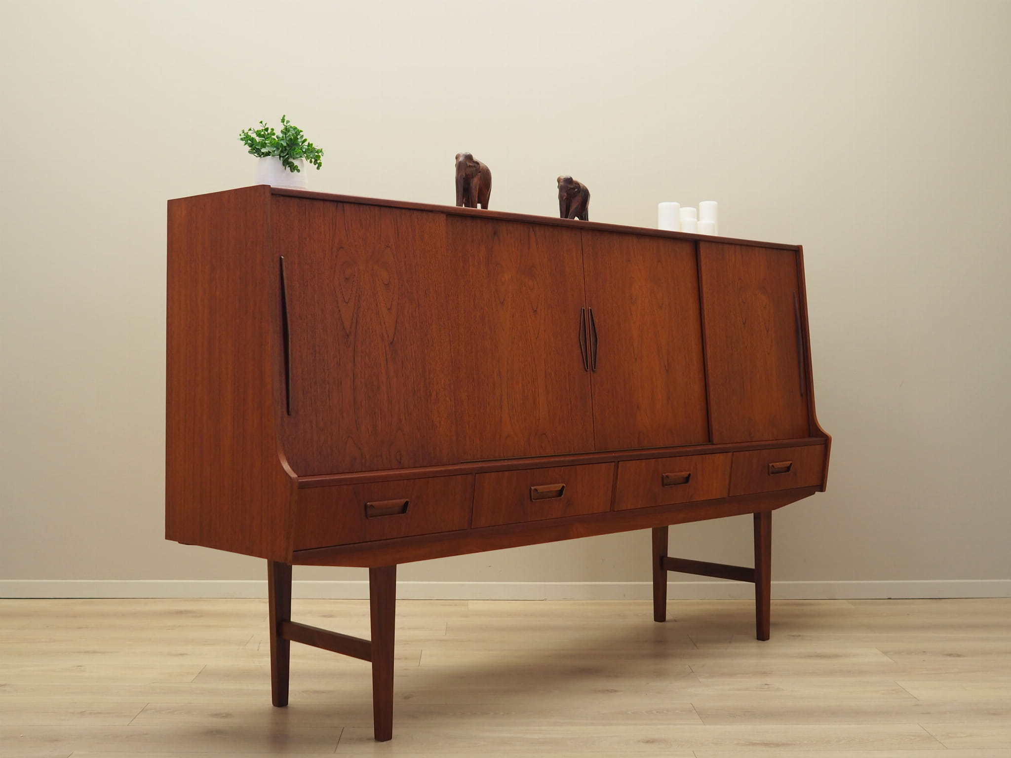 Highboard Teak Wood Brown 1960s