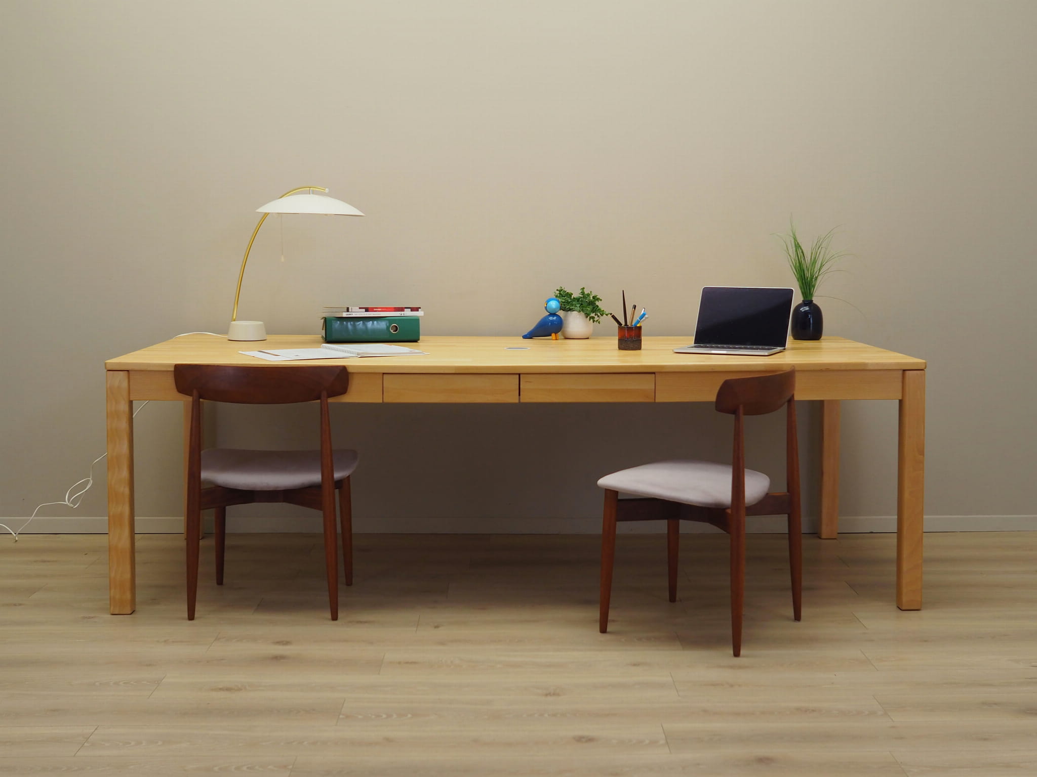 Vintage Desk Wood Beige 1980s