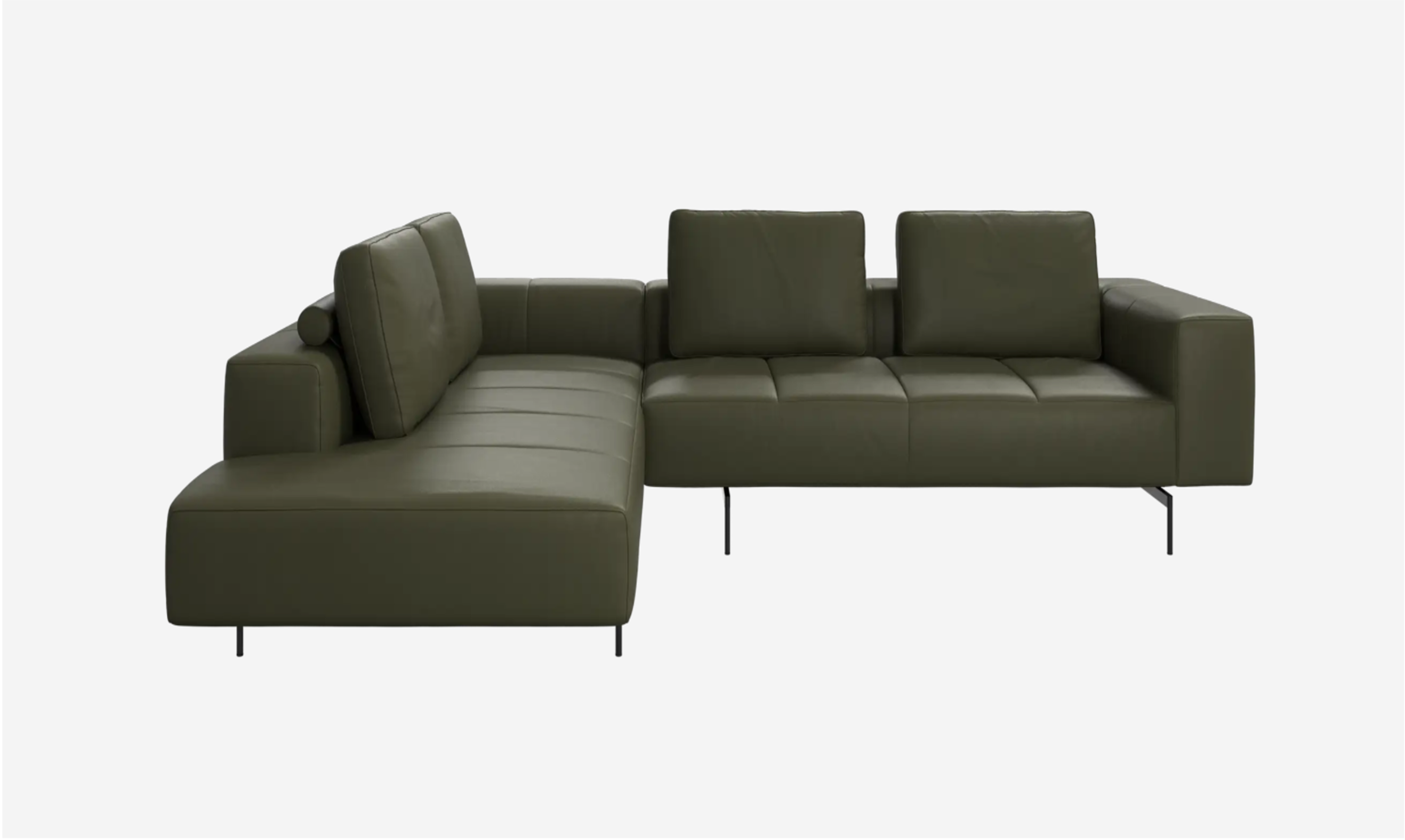 Amsterdam Ecksofa mit Loungemodul York-Leder Olivgrün