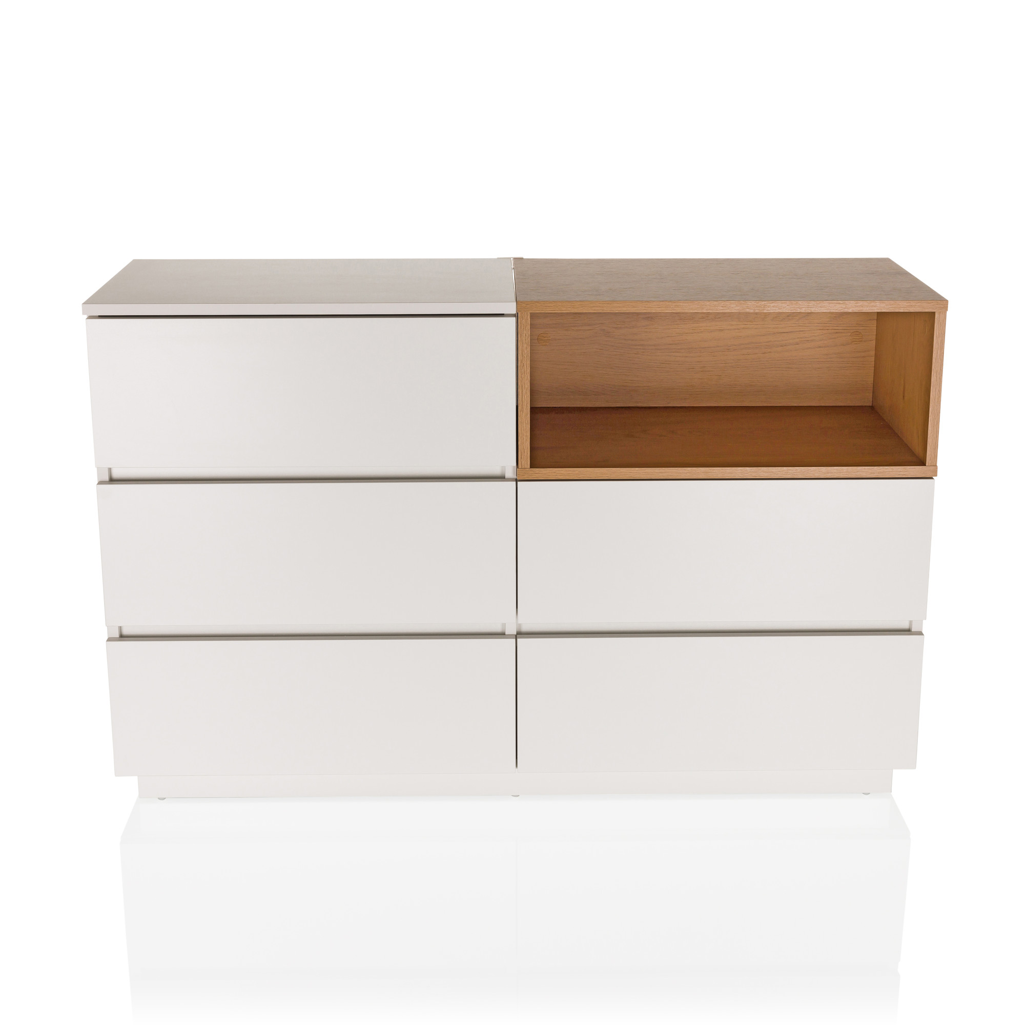 Melmo S Sideboard mit 5 Schubladen Eiche Weiß