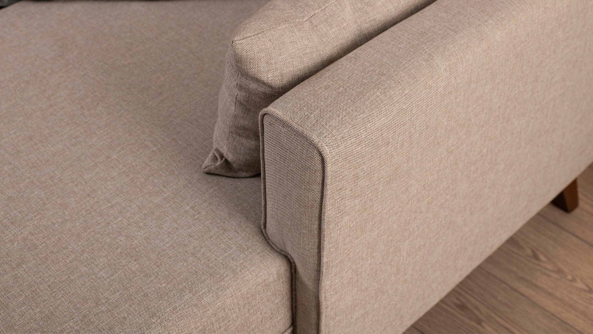 Bella Sofa Récamiere Rechts mit Hocker Creme
