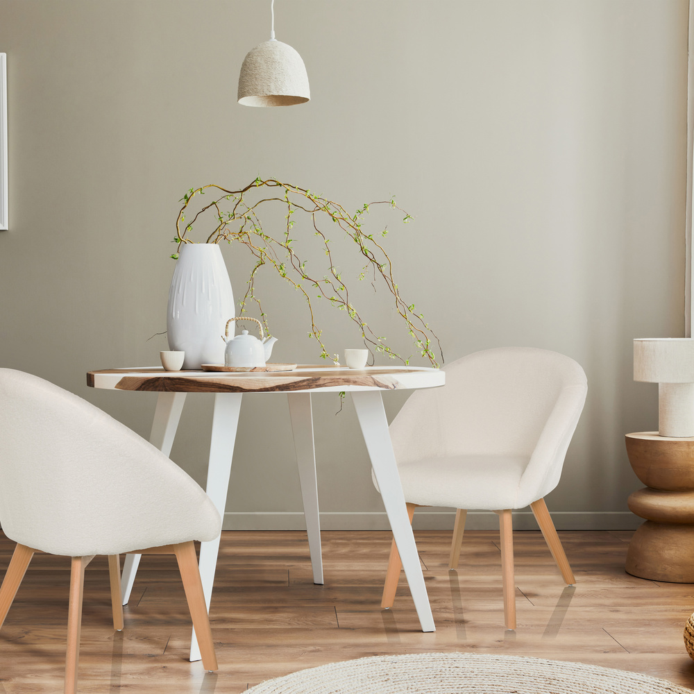 Sedia imbottita Scandi Ted tessuto bianco