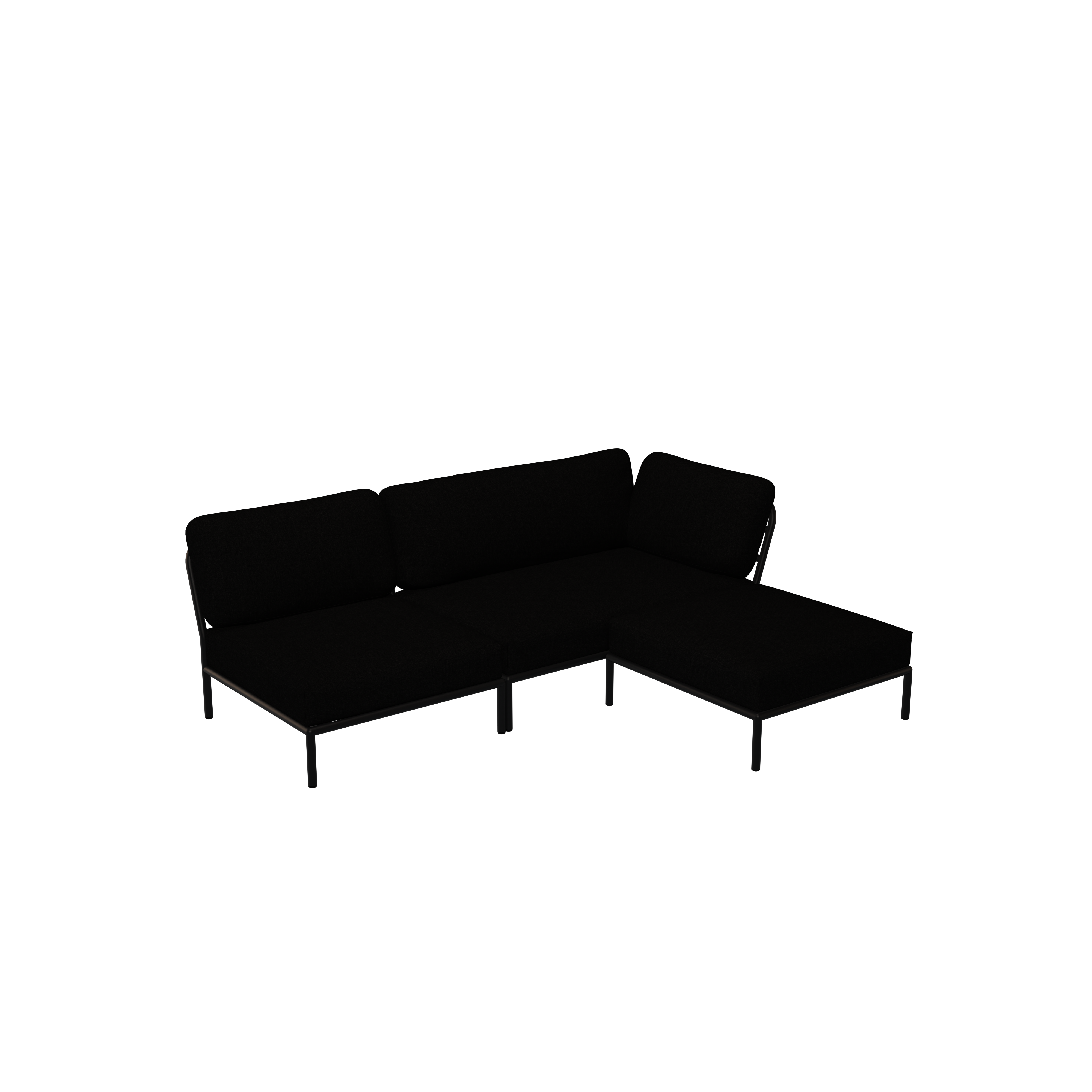 LEVEL Sofamodul Rechts, Sessel & Pouf Sooty Grau