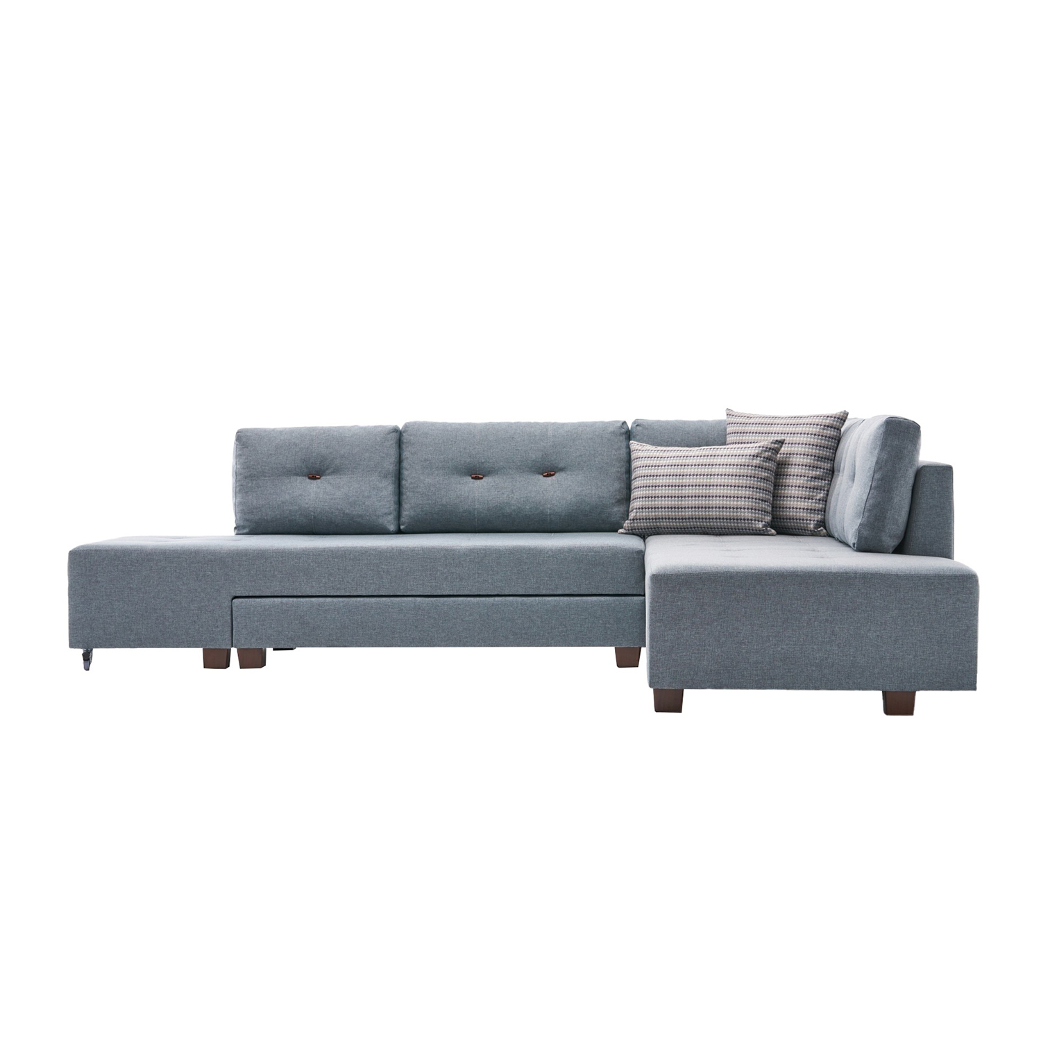 Schlafsofa Rechts Polyester Holz Hellblau