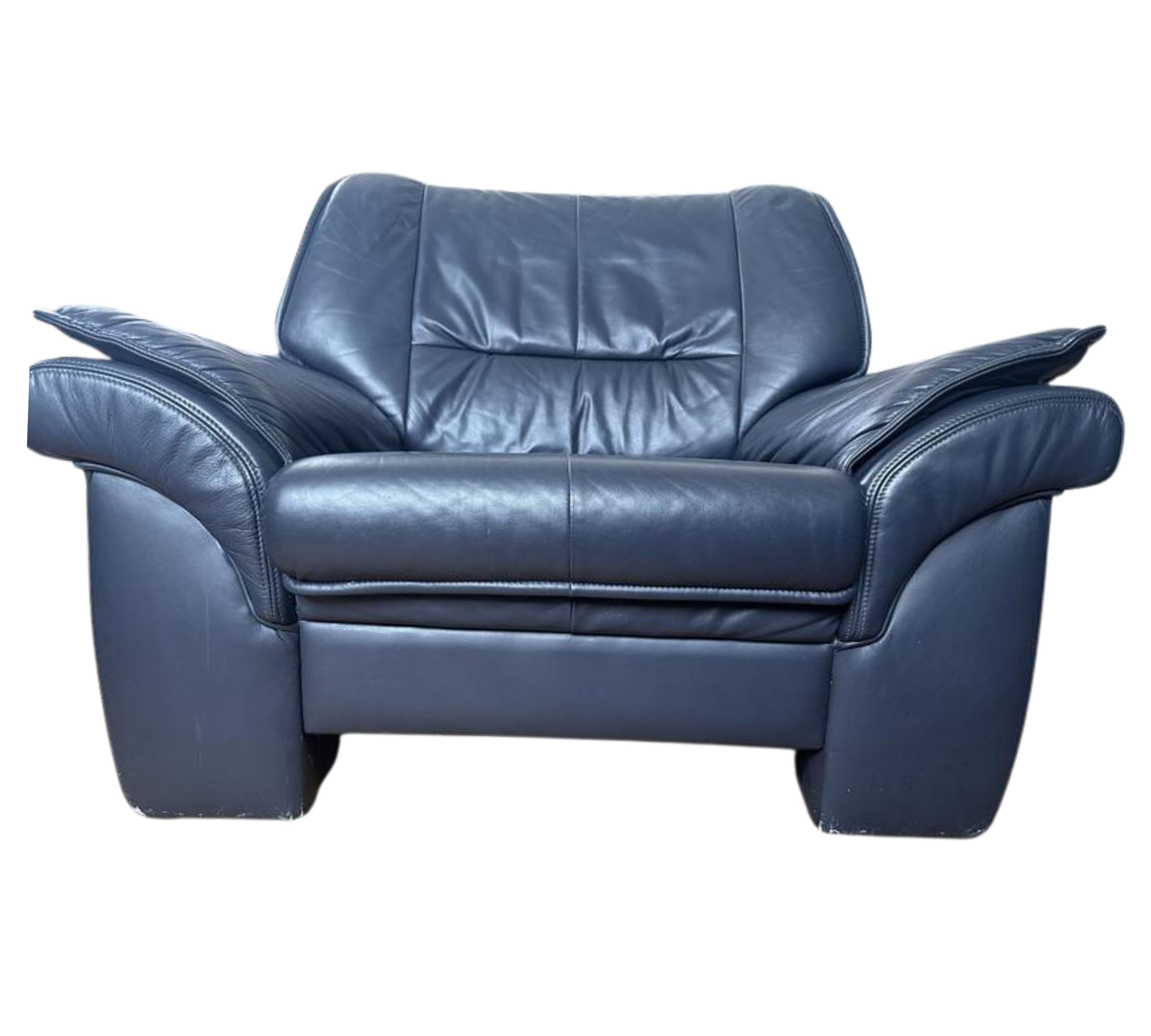 Vintage Sessel Leder Dunkelblau