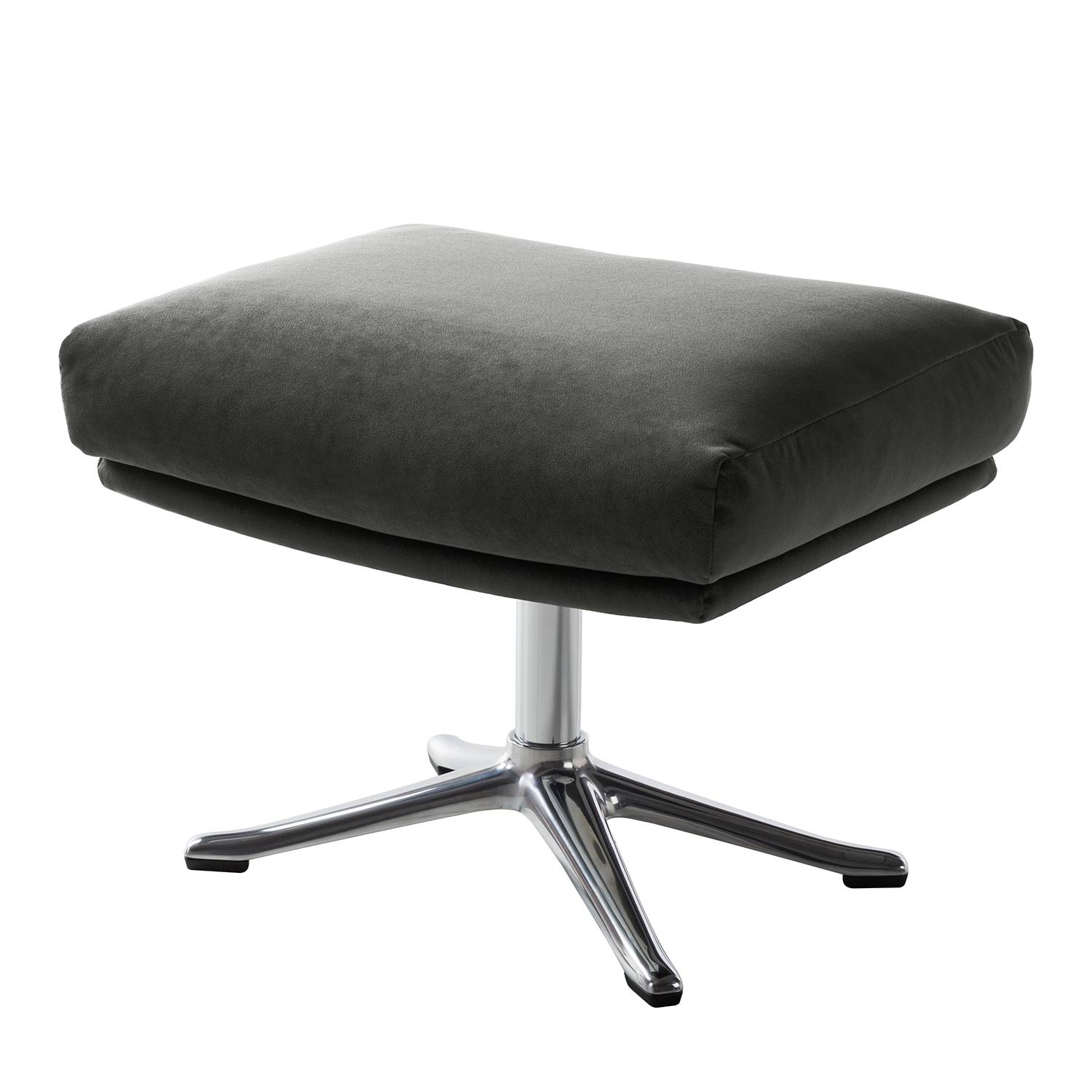 Hocker Hepburn mit Kreuzfuß Samt Rauchgrün