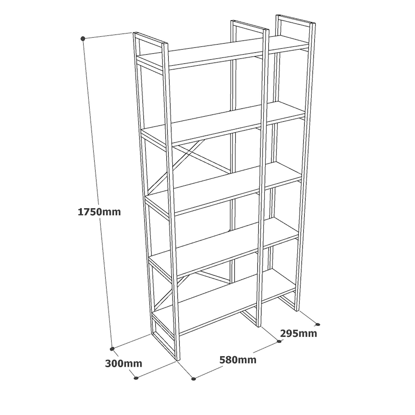 Cross Bücherregal Braun Schwarz 87.5cm