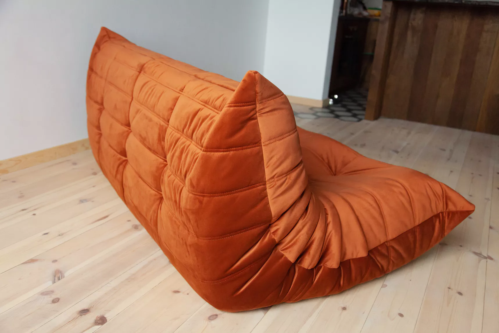 Togo Sofa 3-seater velvet amber-orange