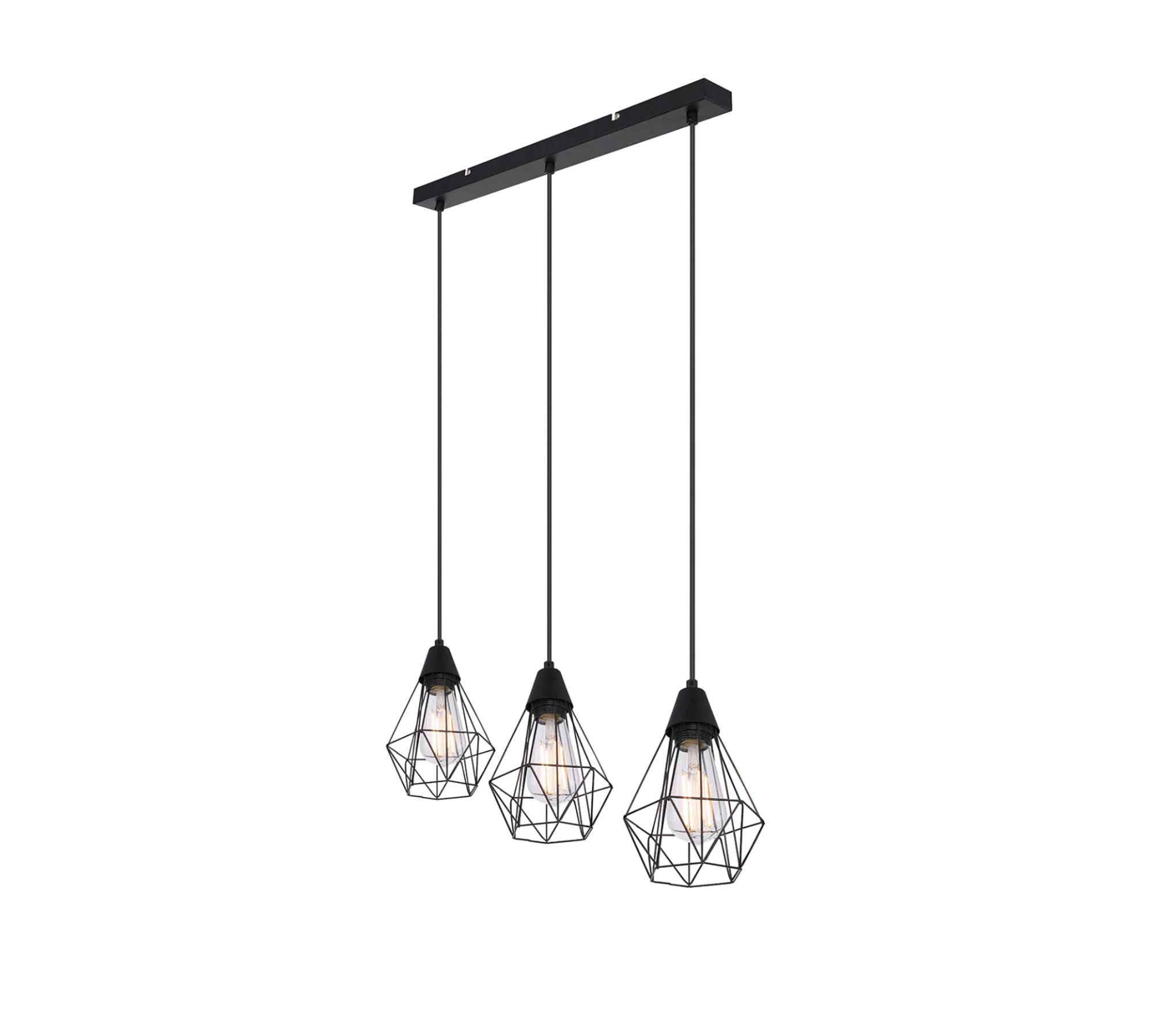Pendant lamp 3-light iron black