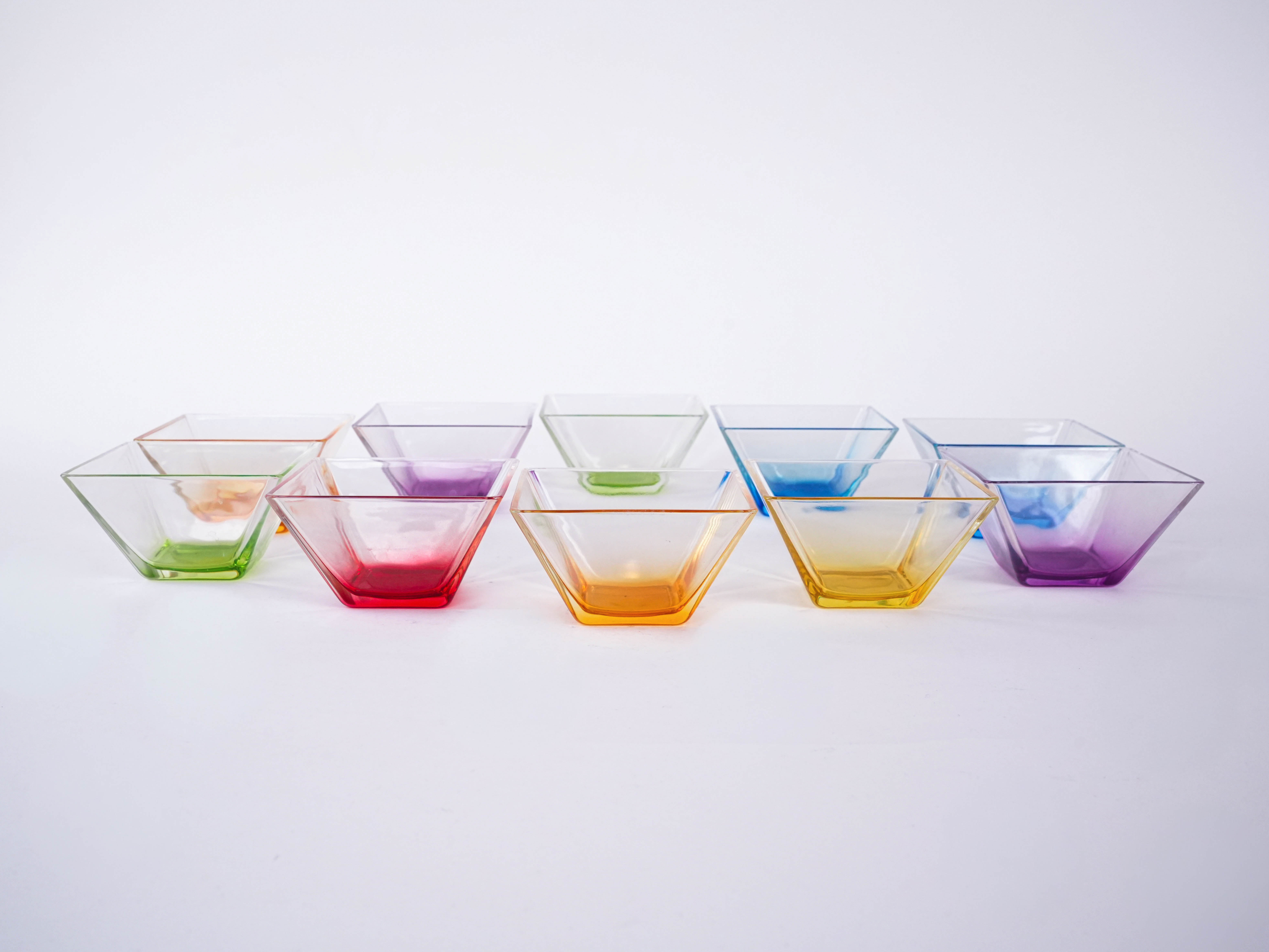 Glass bowl set  Multicolor  1980s