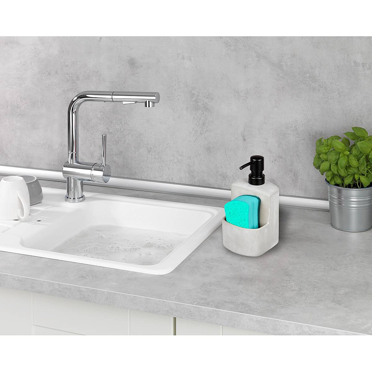 Festival Dish Soap Stand Concrete Plastic Grey