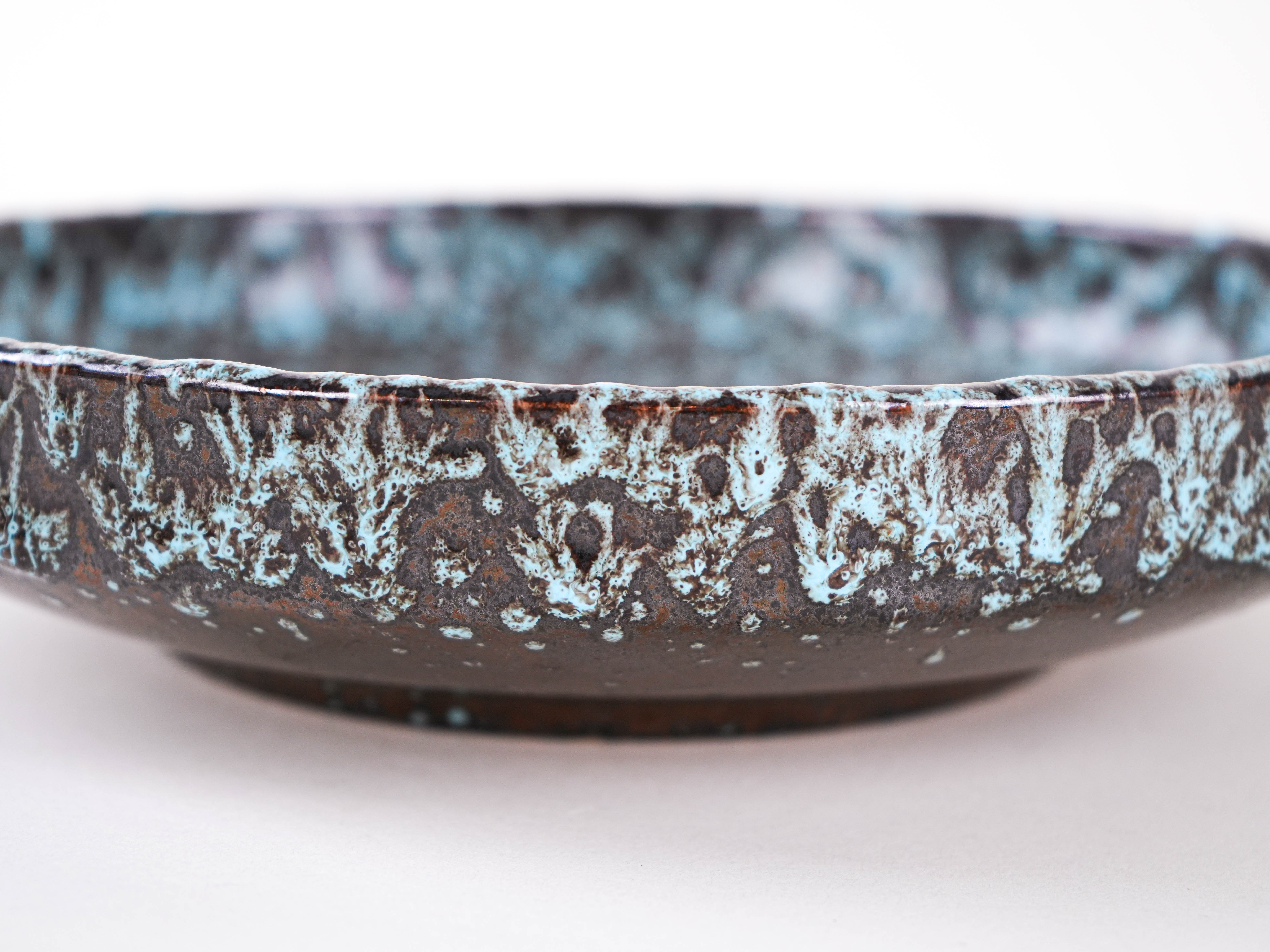 Decorative plate ceramic turquoise 1960s