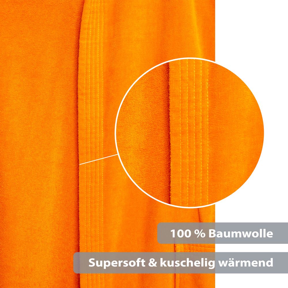 Unisex Bademantel Baumwolle mit Kapuze Orange 4XLarge